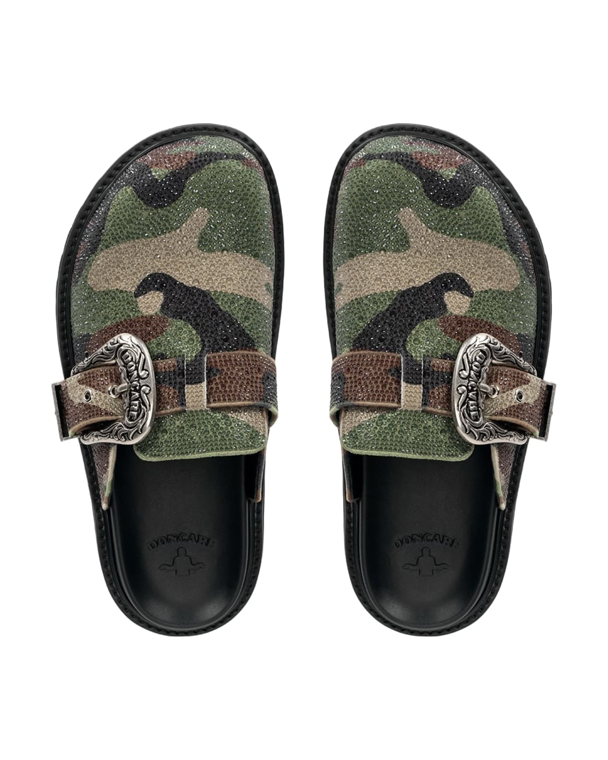 CAMO RHINESTONE LEATHER MULES