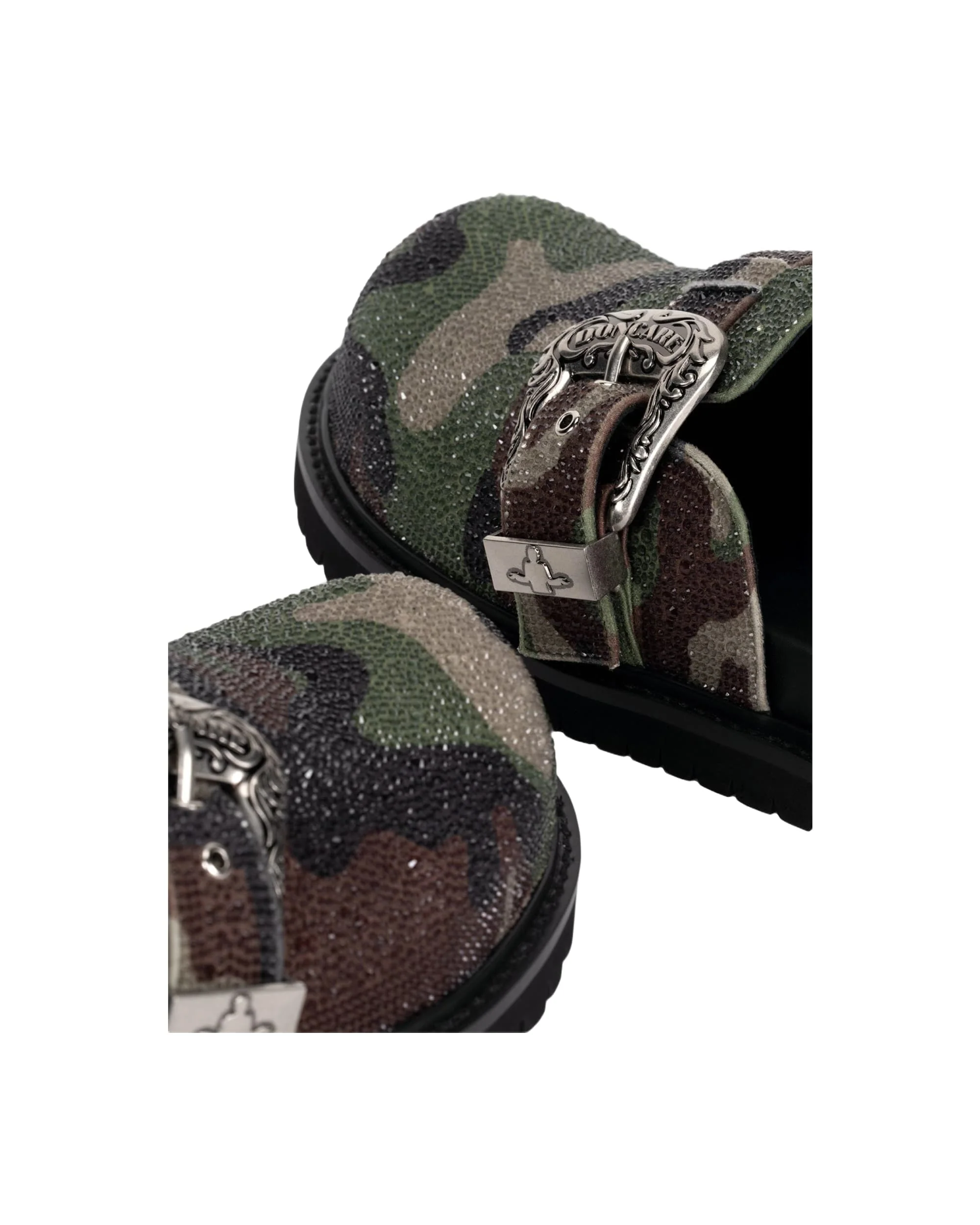 CAMO RHINESTONE LEATHER MULES - Image 5