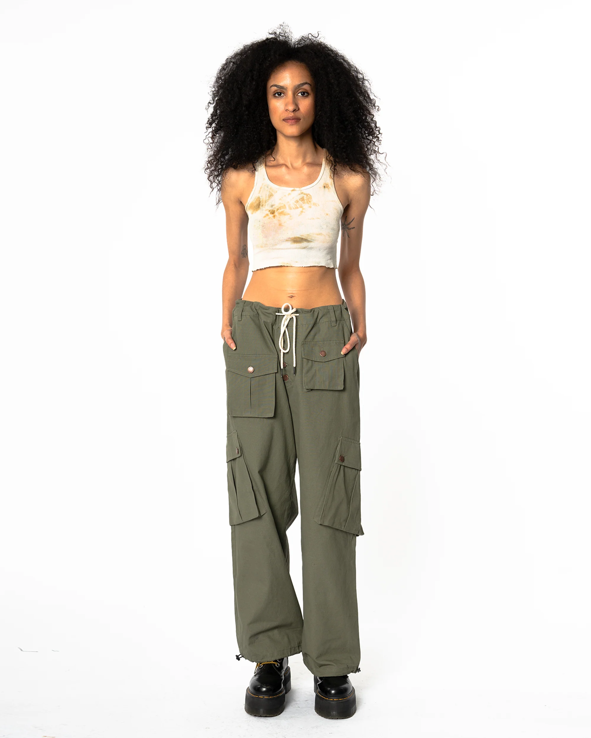 Cargo Pants - Calf Pockets - Olive Green - Image 12