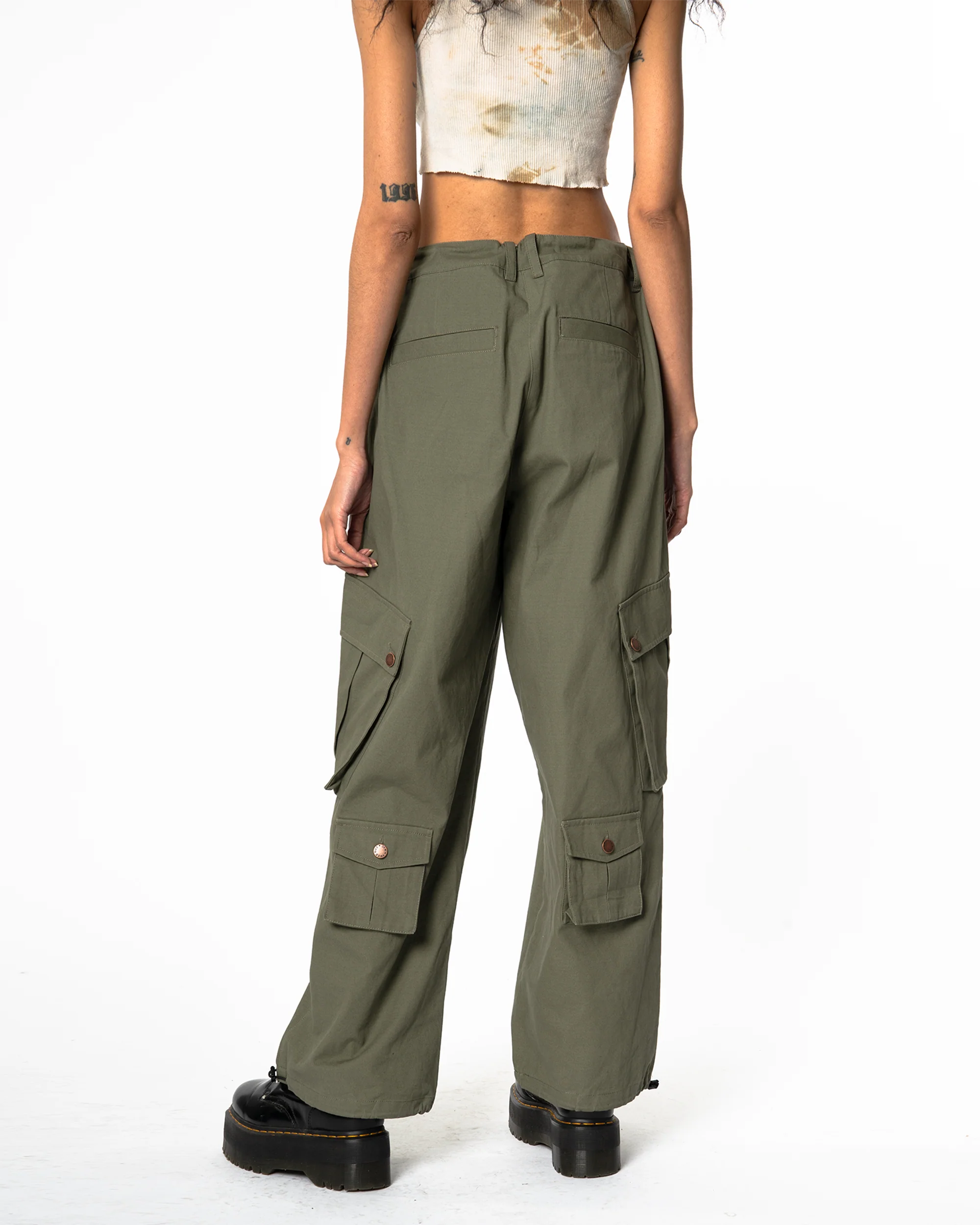 Cargo Pants - Calf Pockets - Olive Green - Image 7