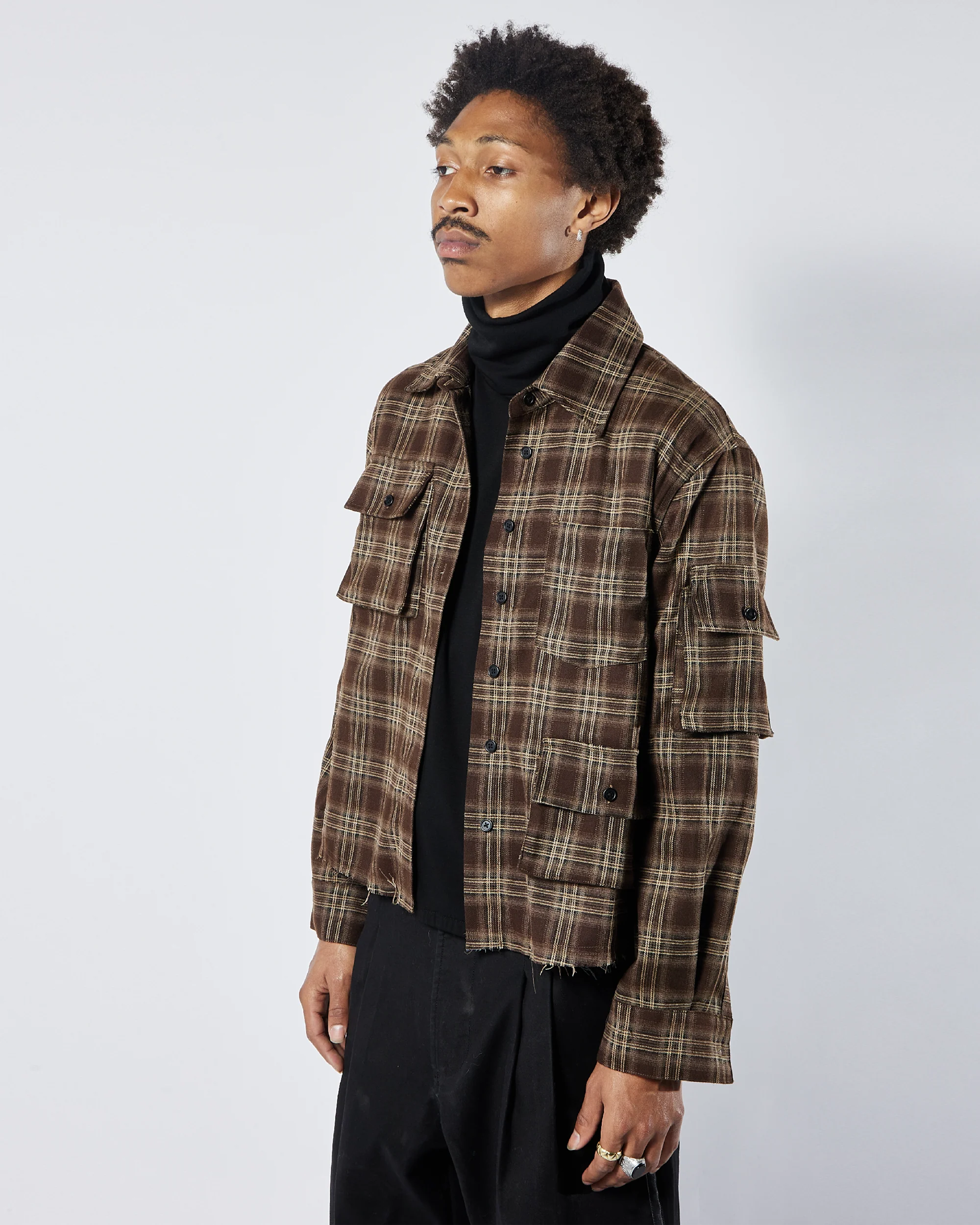 Cargo Shirt- BROWN FLANNEL - Image 3