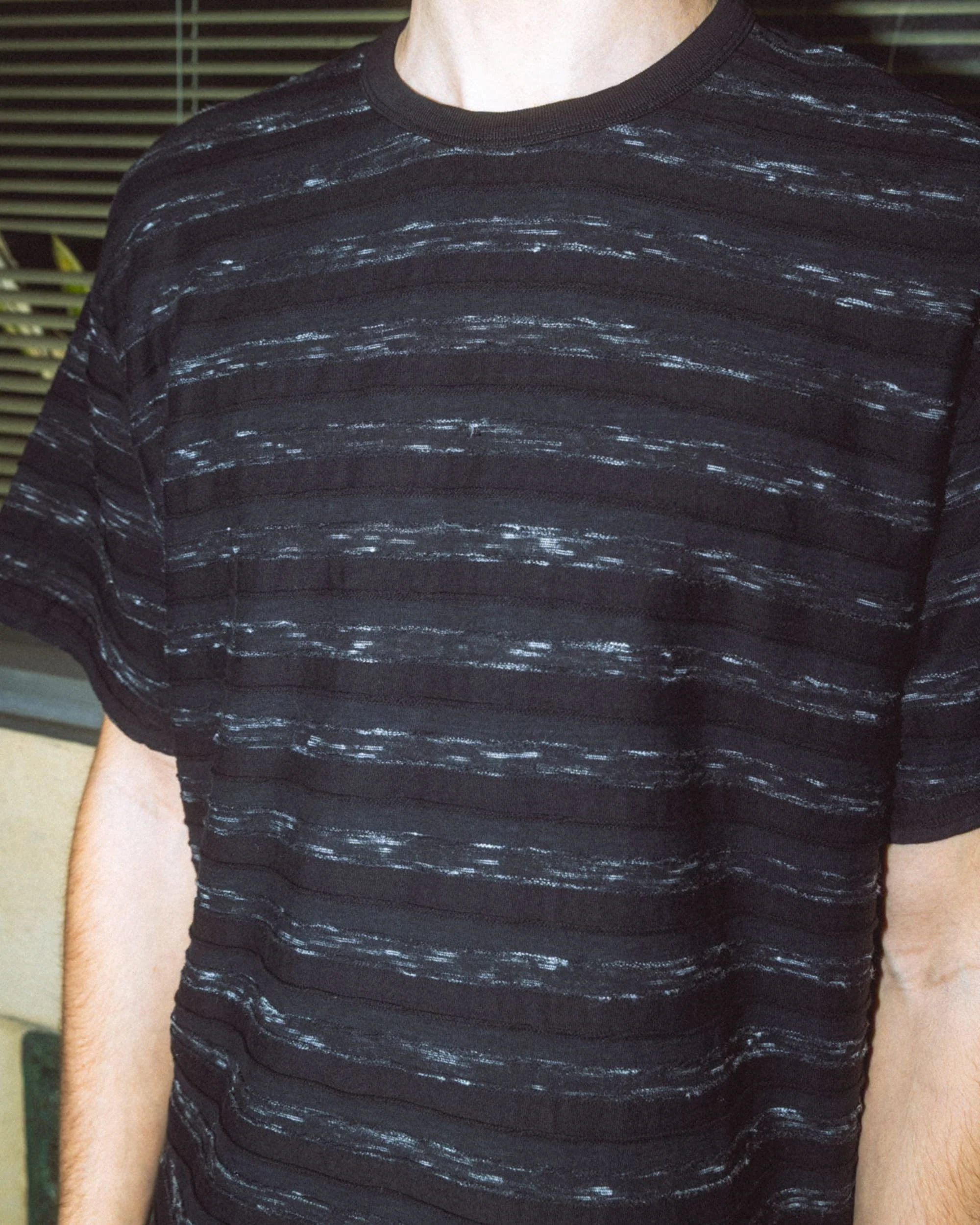 Casey Striped T-Shirt - Black/Black - Image 5