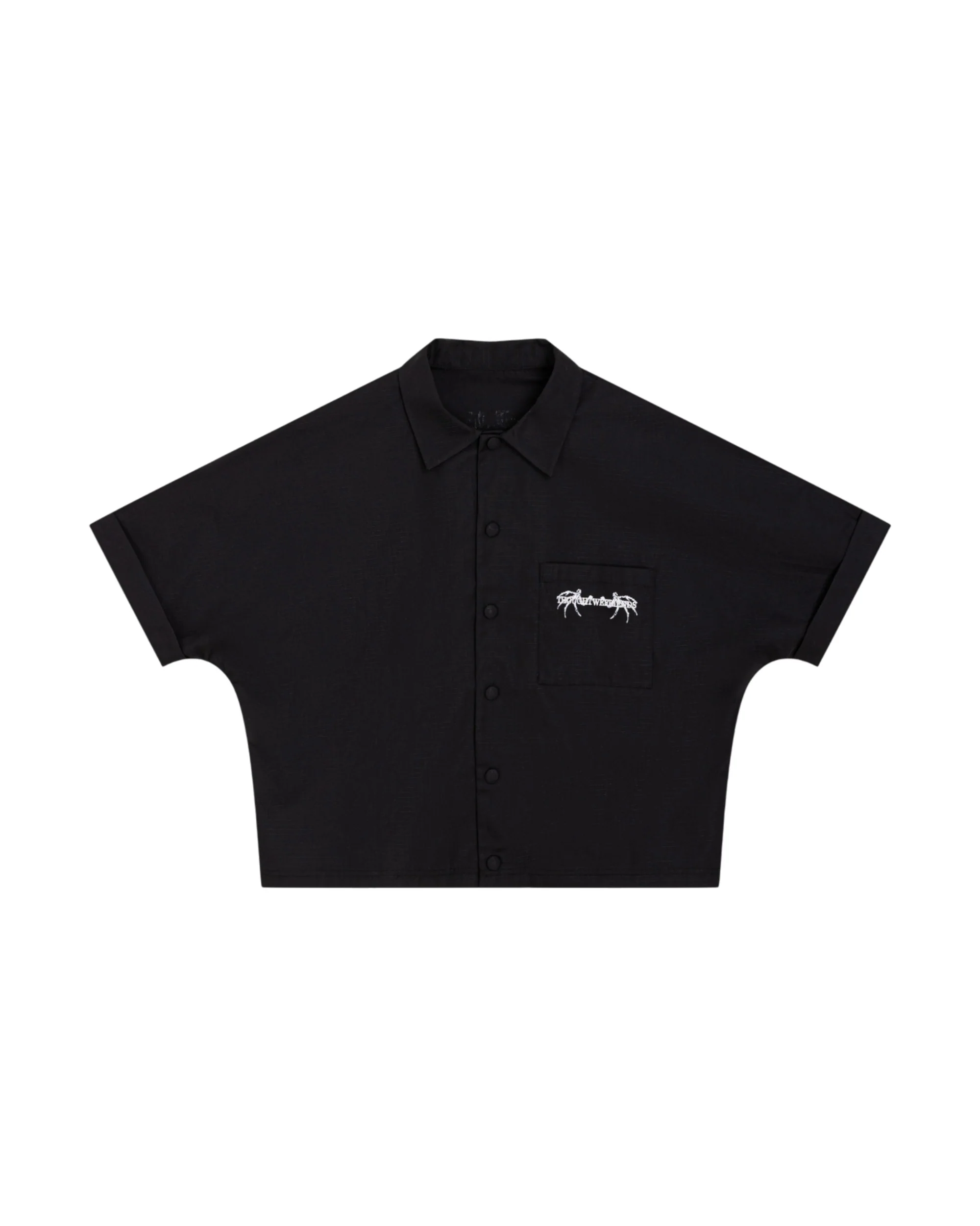 Cassian Embroidered Work Shirt in Black