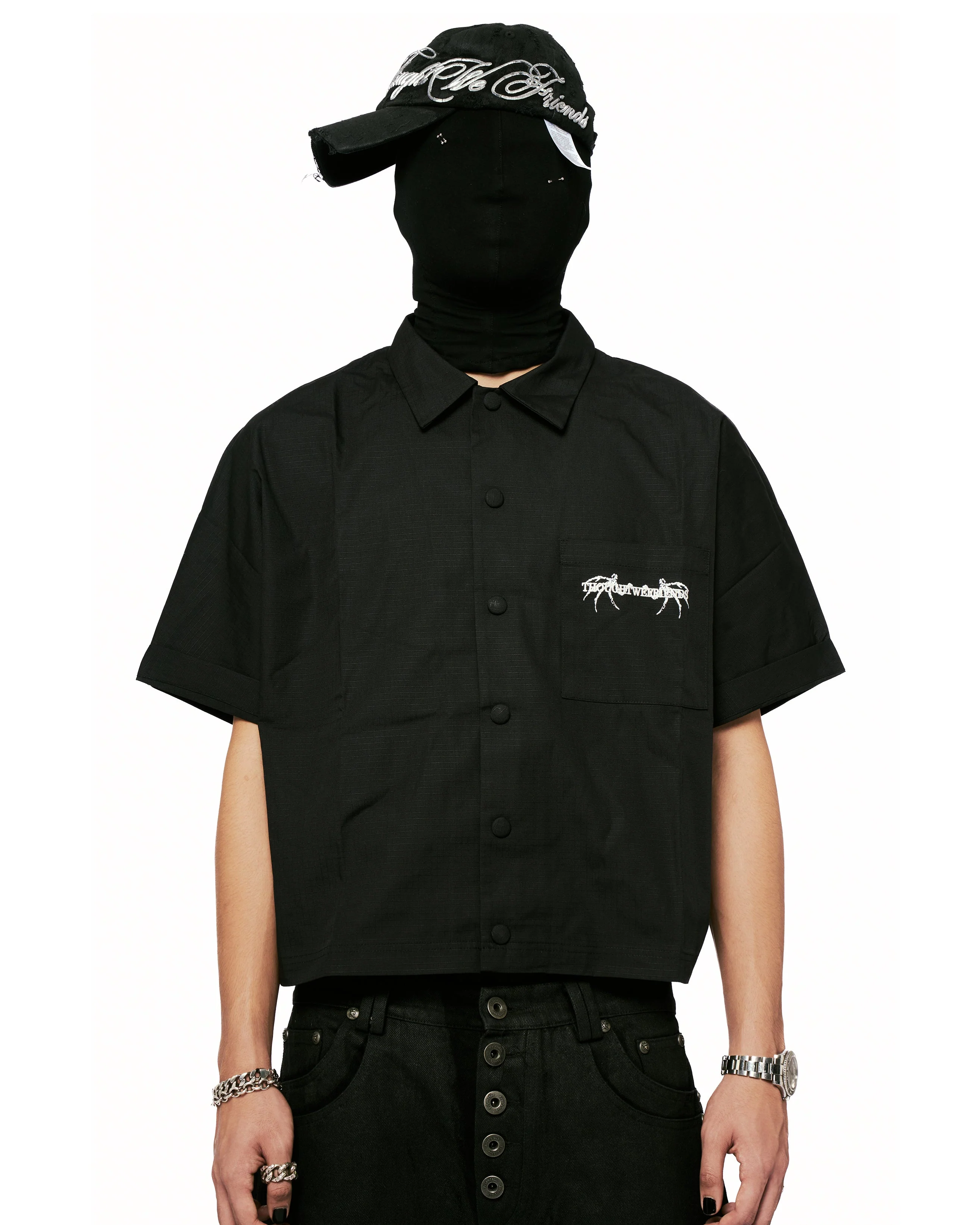 Cassian Embroidered Work Shirt in Black - Image 11