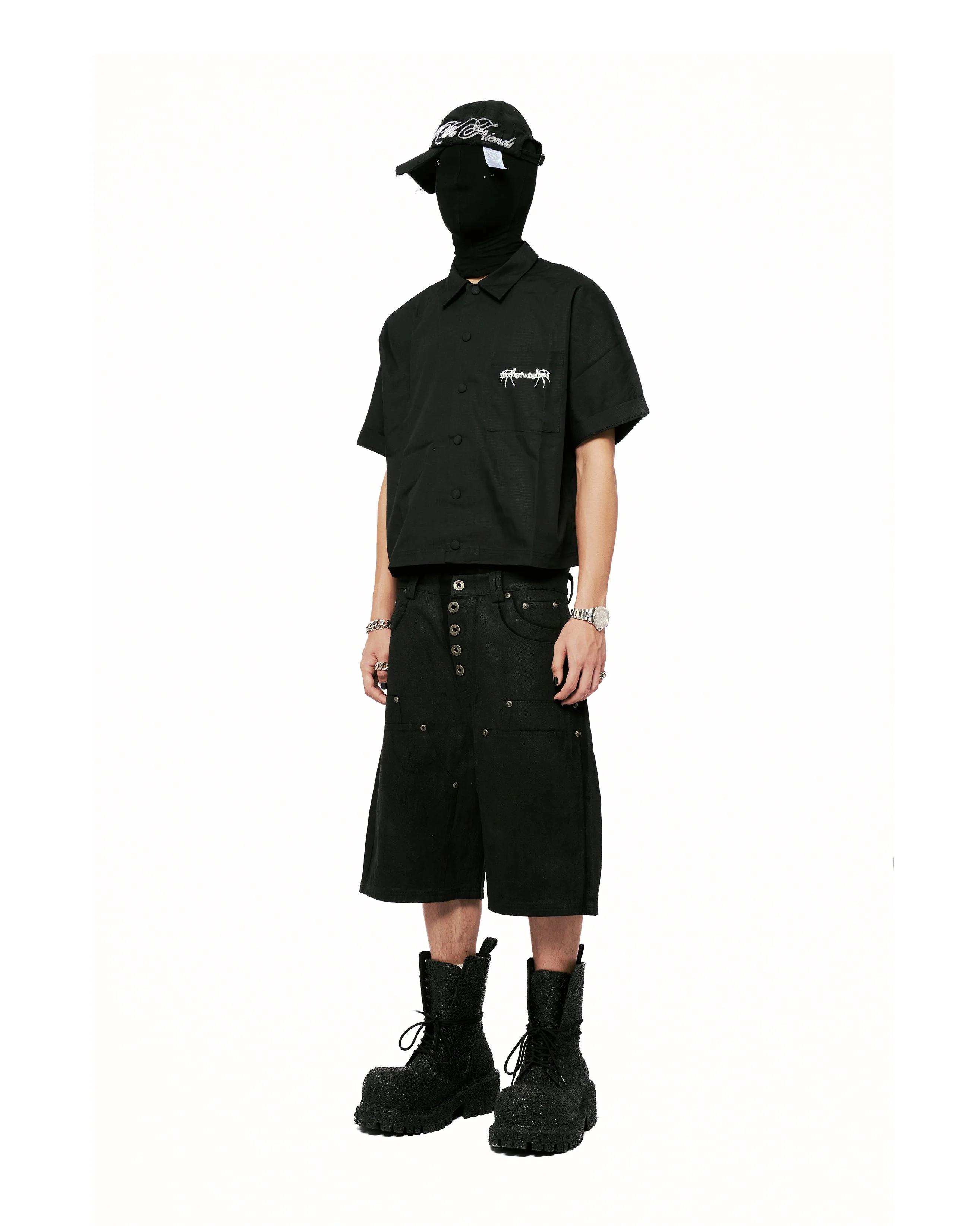 Cassian Embroidered Work Shirt in Black - Image 13