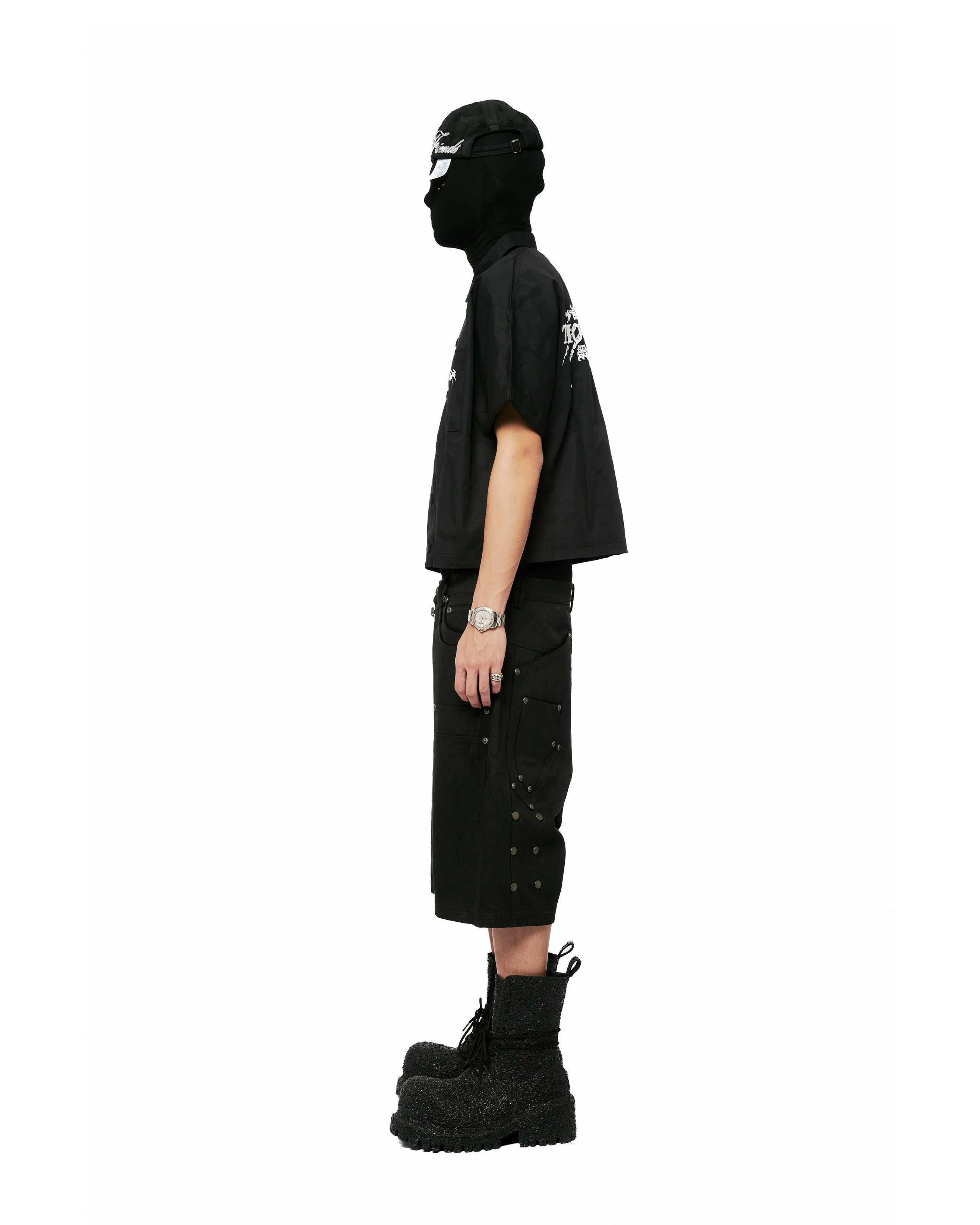 Cassian Embroidered Work Shirt in Black - Image 14