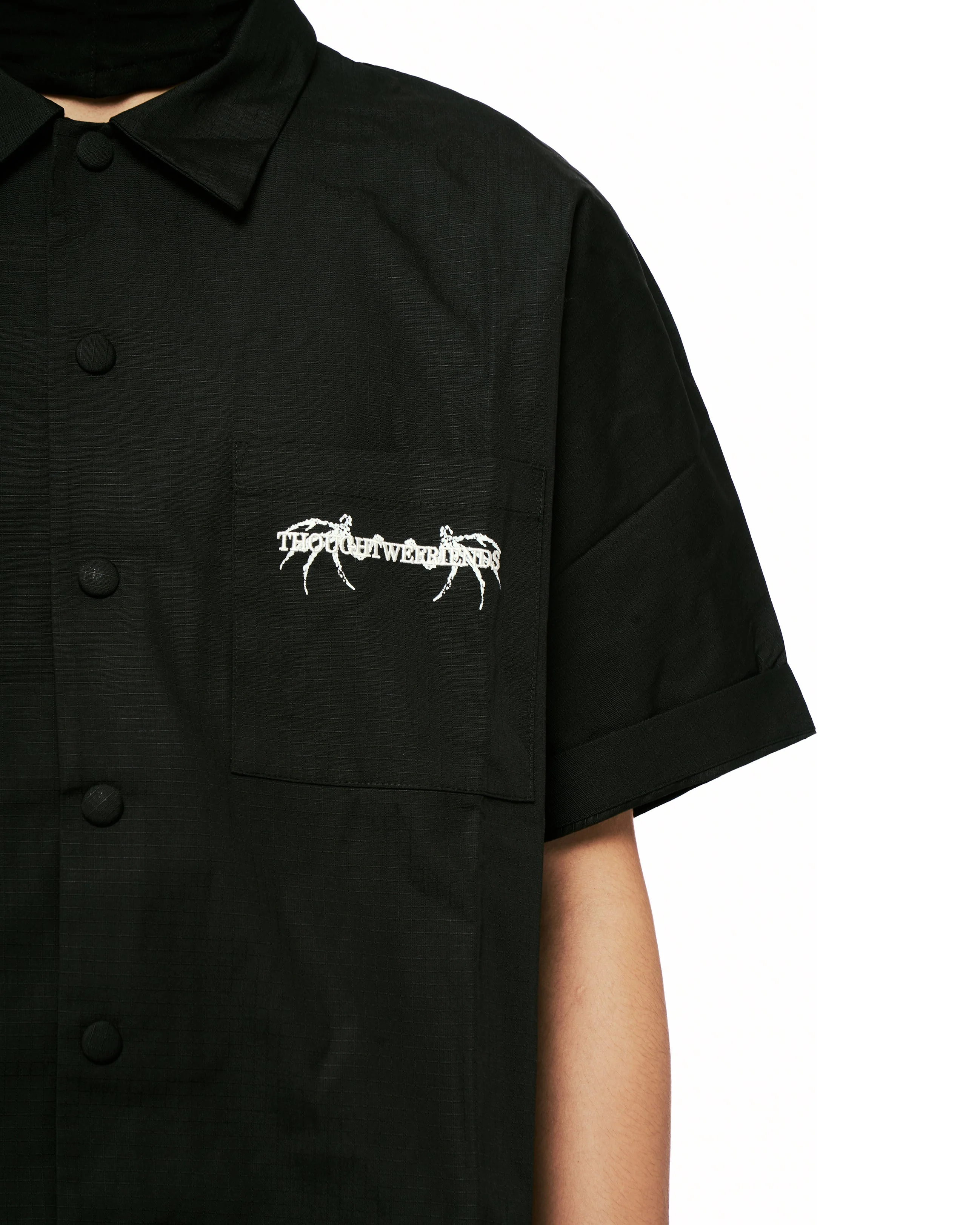 Cassian Embroidered Work Shirt in Black - Image 16