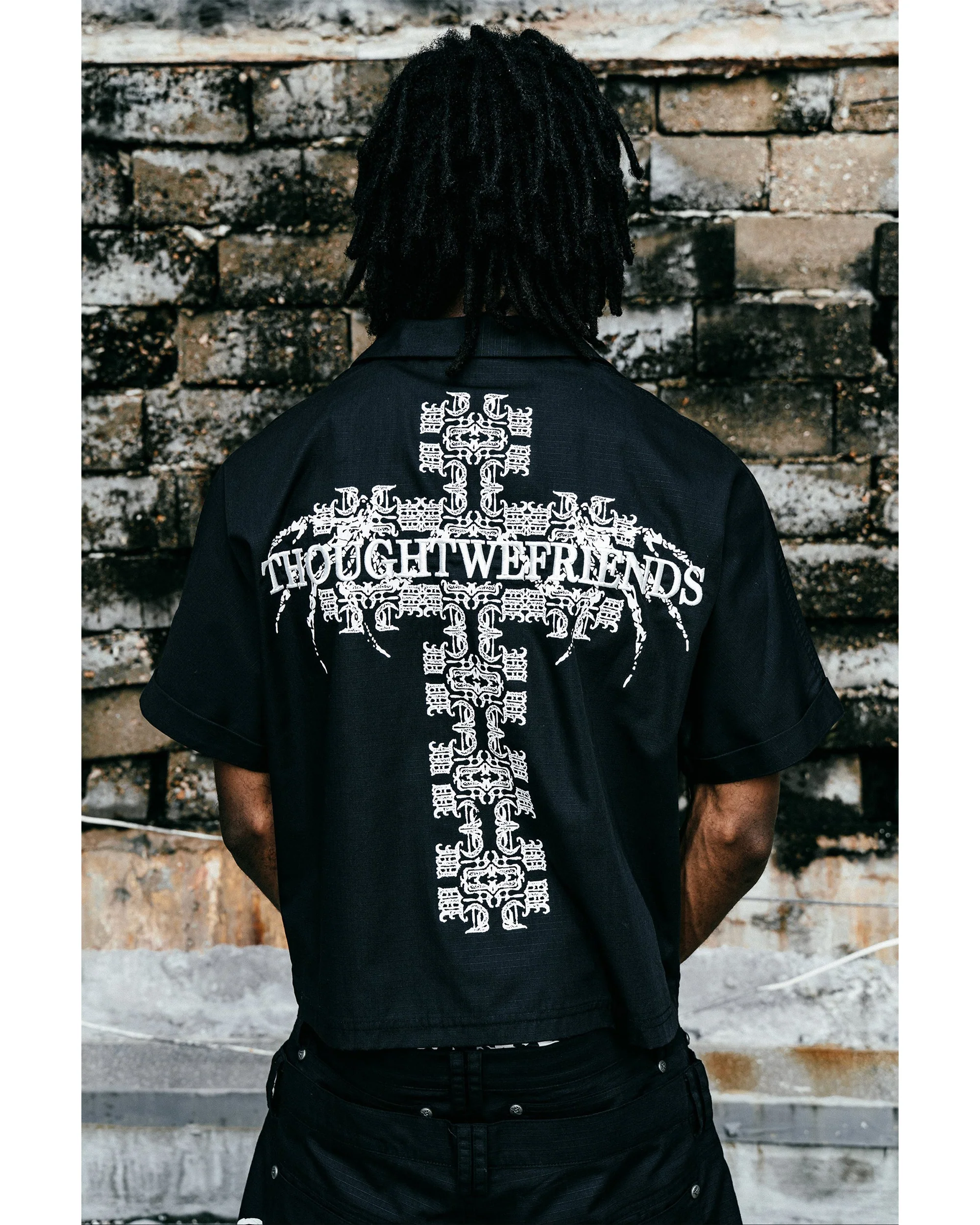 Cassian Embroidered Work Shirt in Black - Image 5