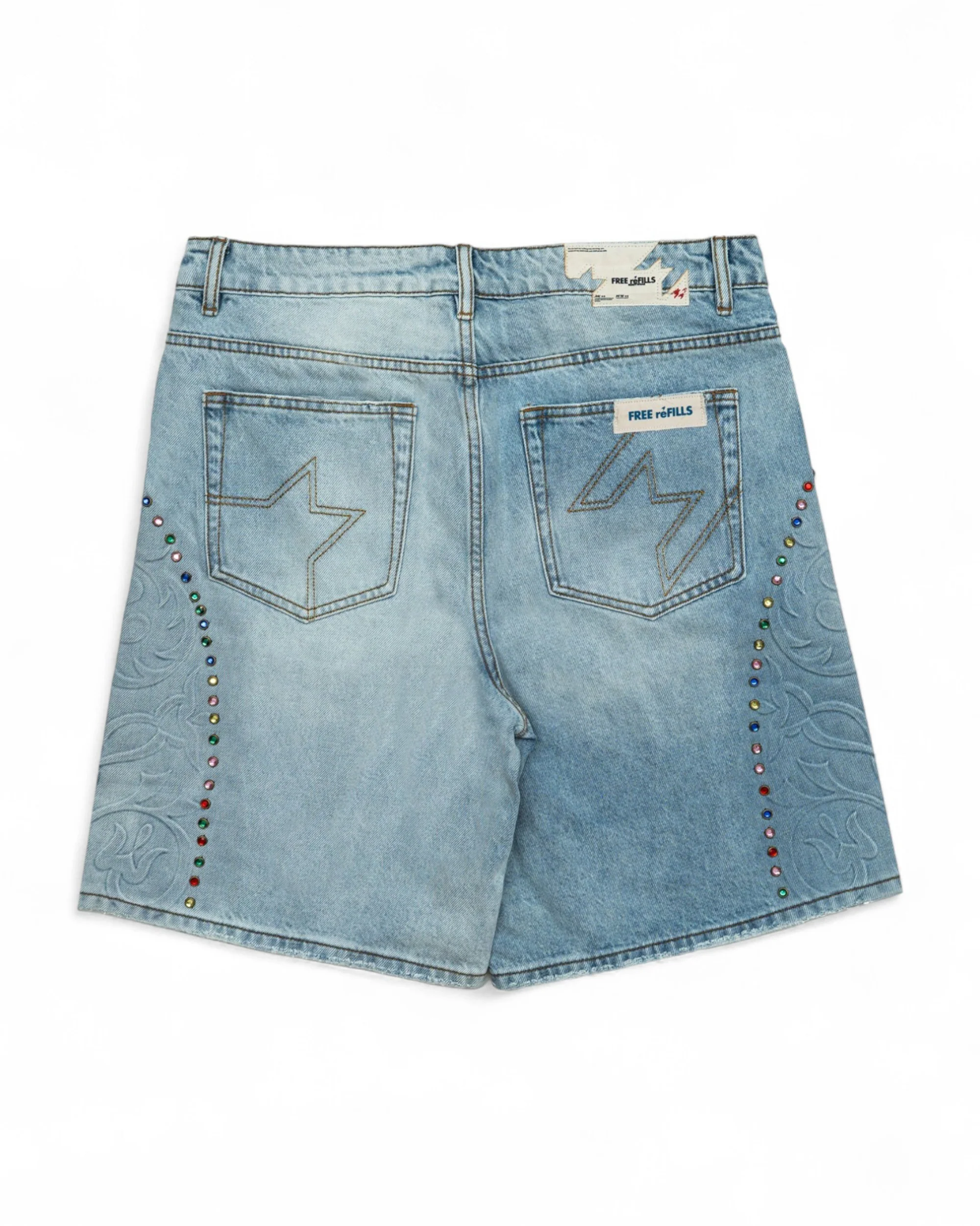 Cathedral Denim Shorts - Washed Blue - Image 2