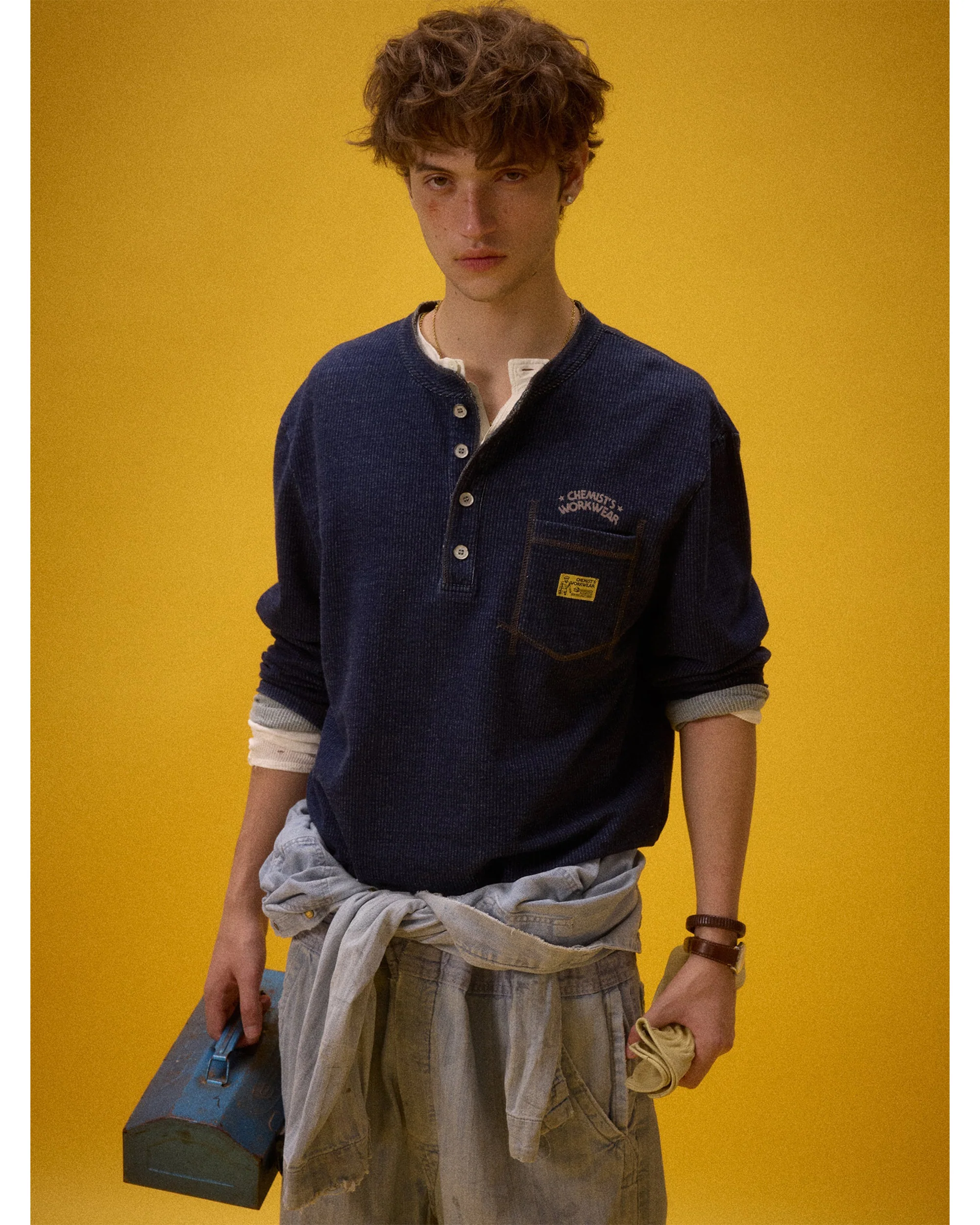 "Chemist‘s Workwear" Henley Long-Sleeve T-Shirt - Image 4