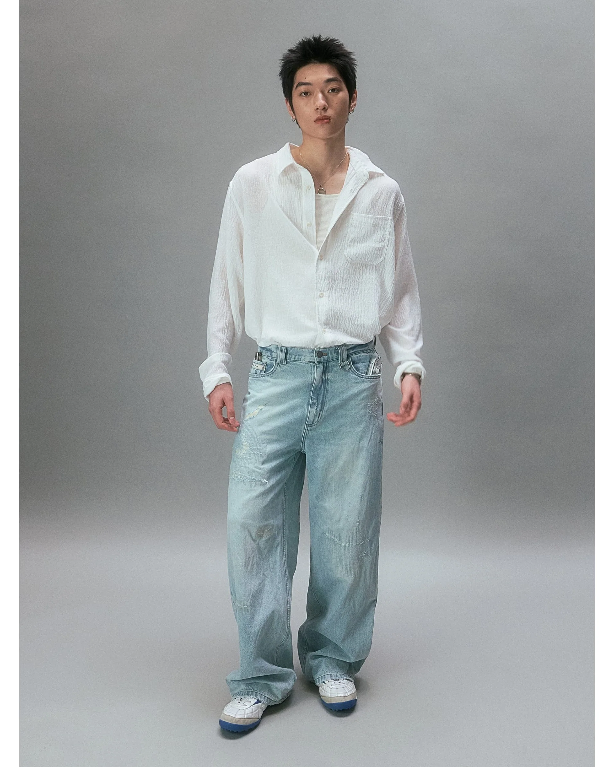 Chemist's Thrift Store Patched Straight Jeans - Image 2