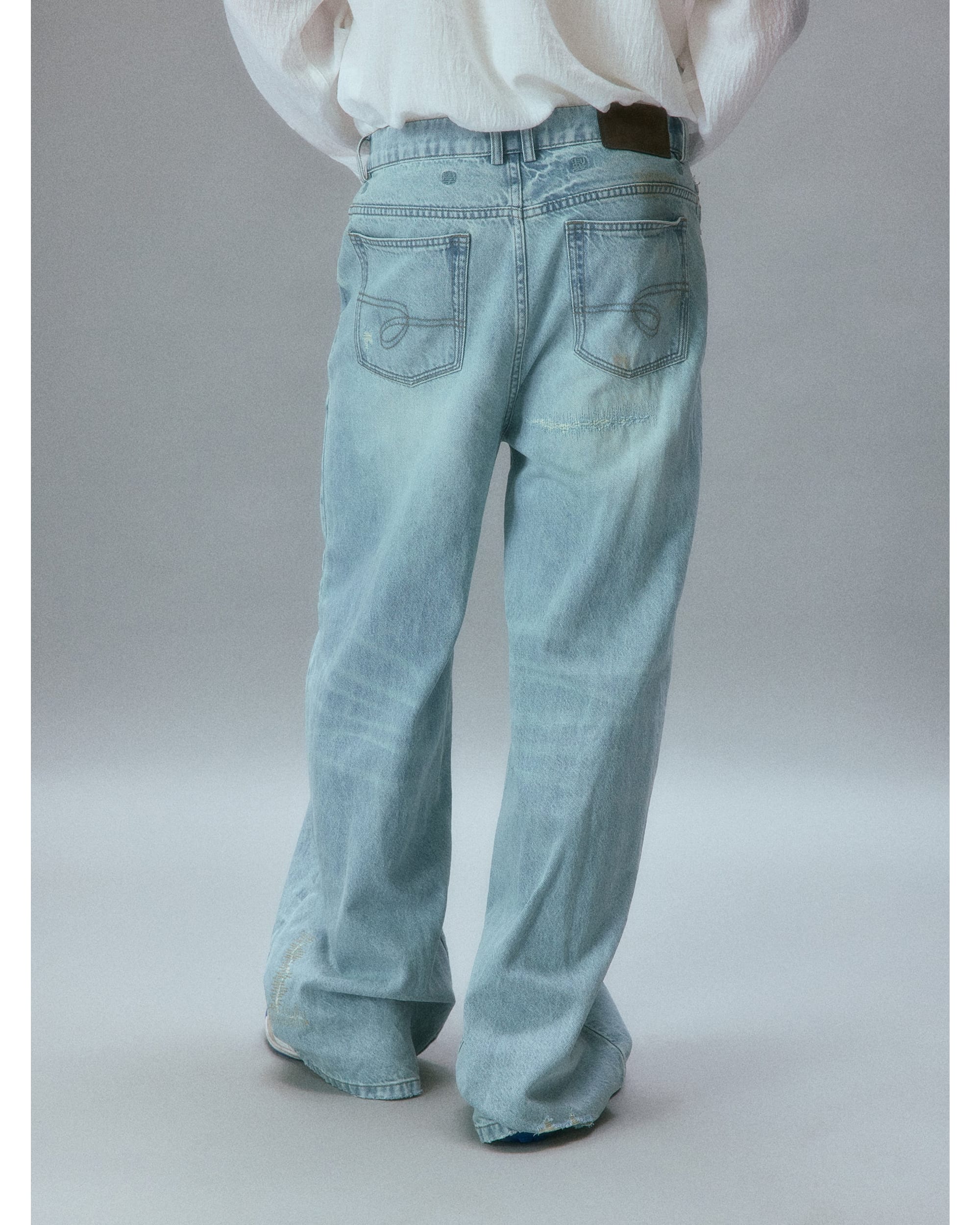 Chemist's Thrift Store Patched Straight Jeans - Image 5