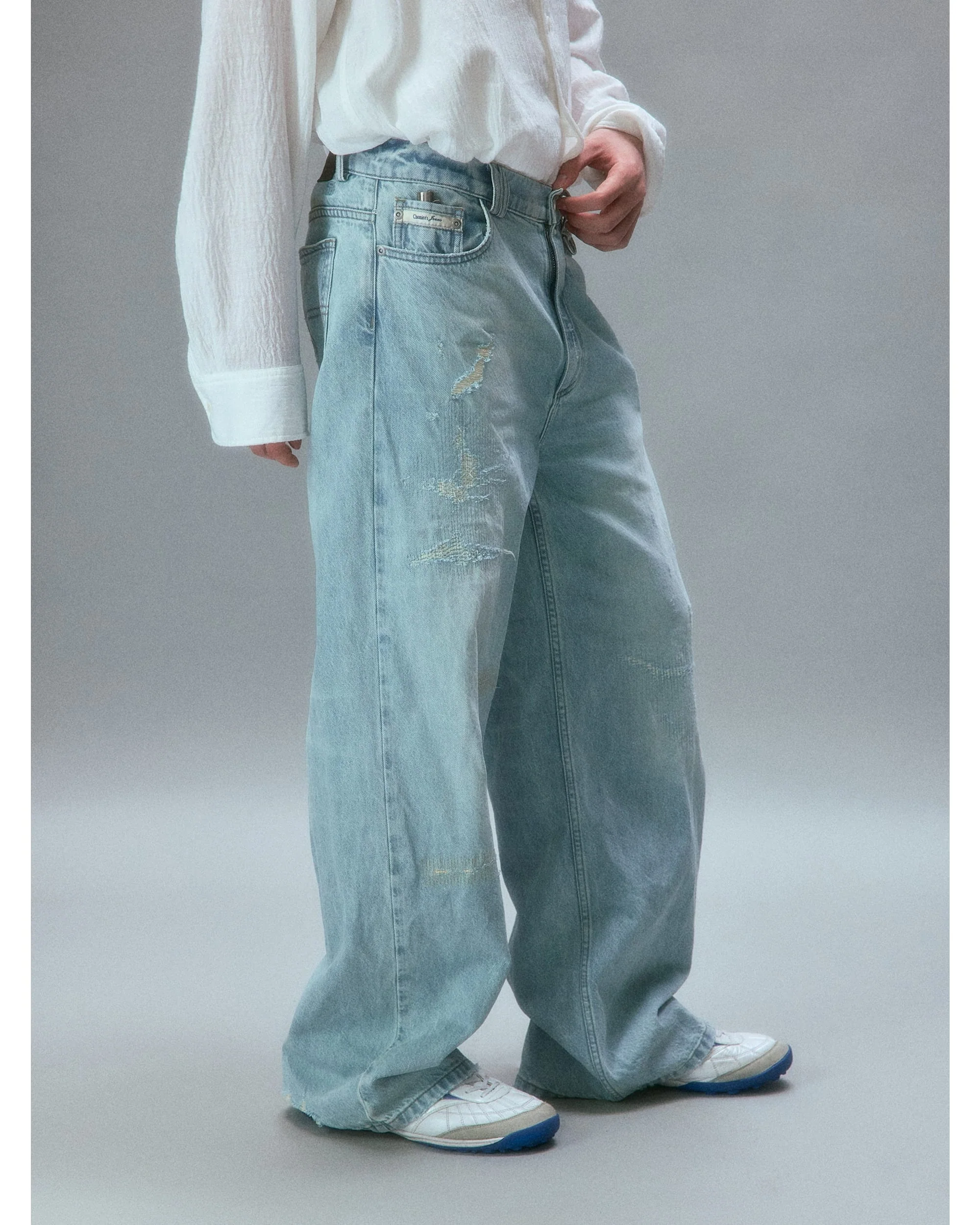 Chemist's Thrift Store Patched Straight Jeans - Image 6