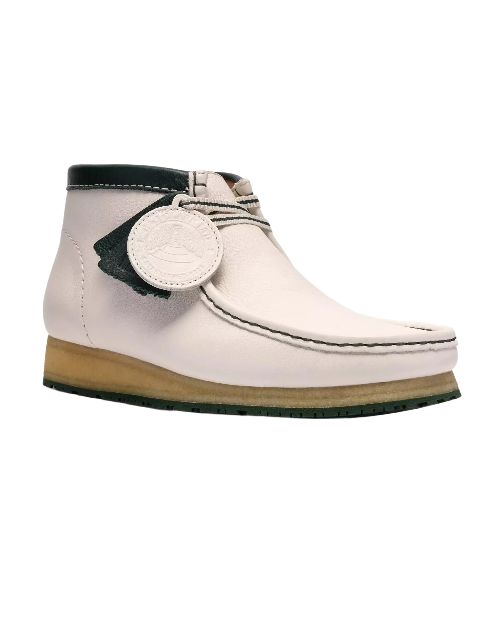 Clarks Wallabee Boot RB - White Leather - Image 3