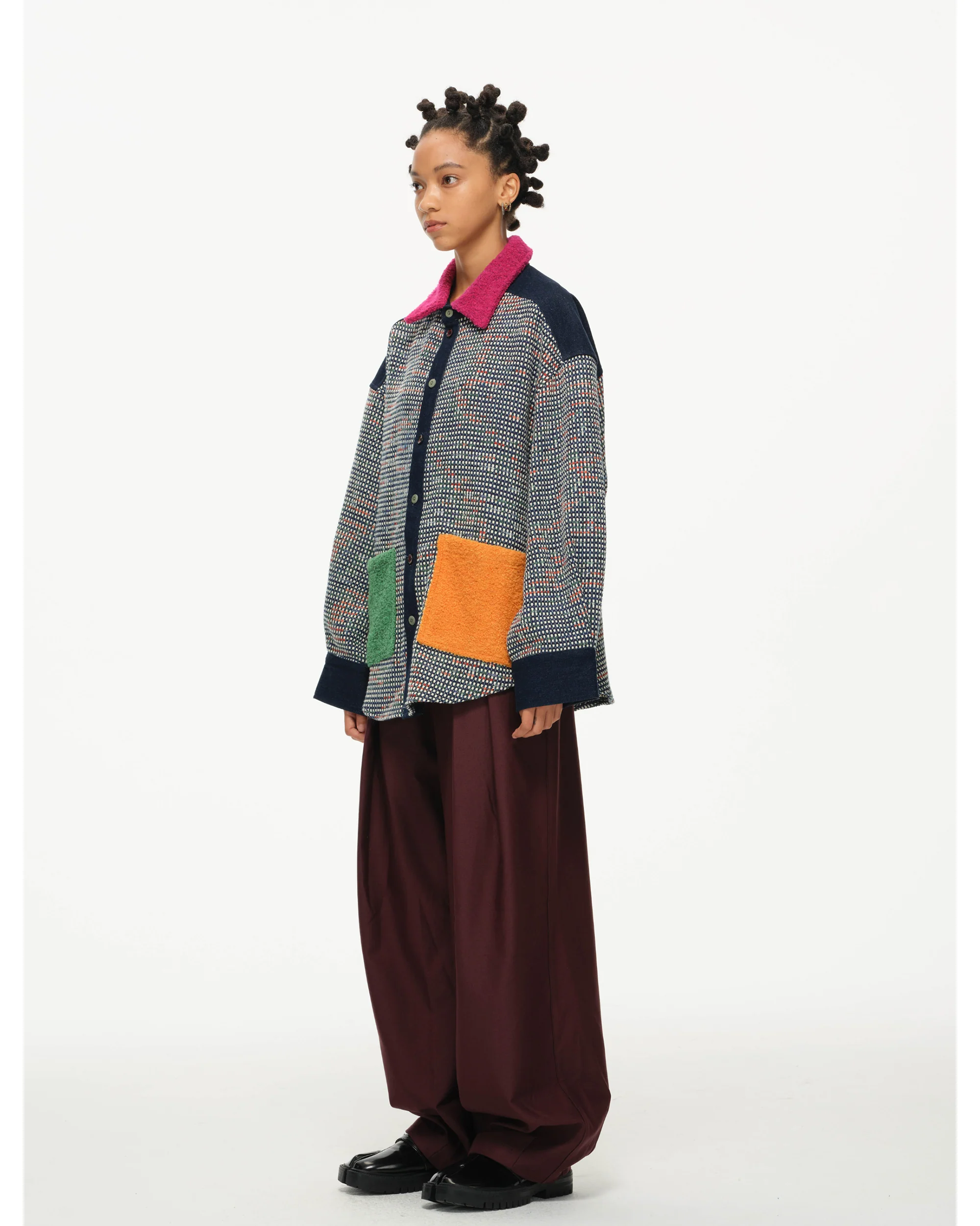 Color-Block Pocket Shirt – Magenta, Green & Mustard - Image 6