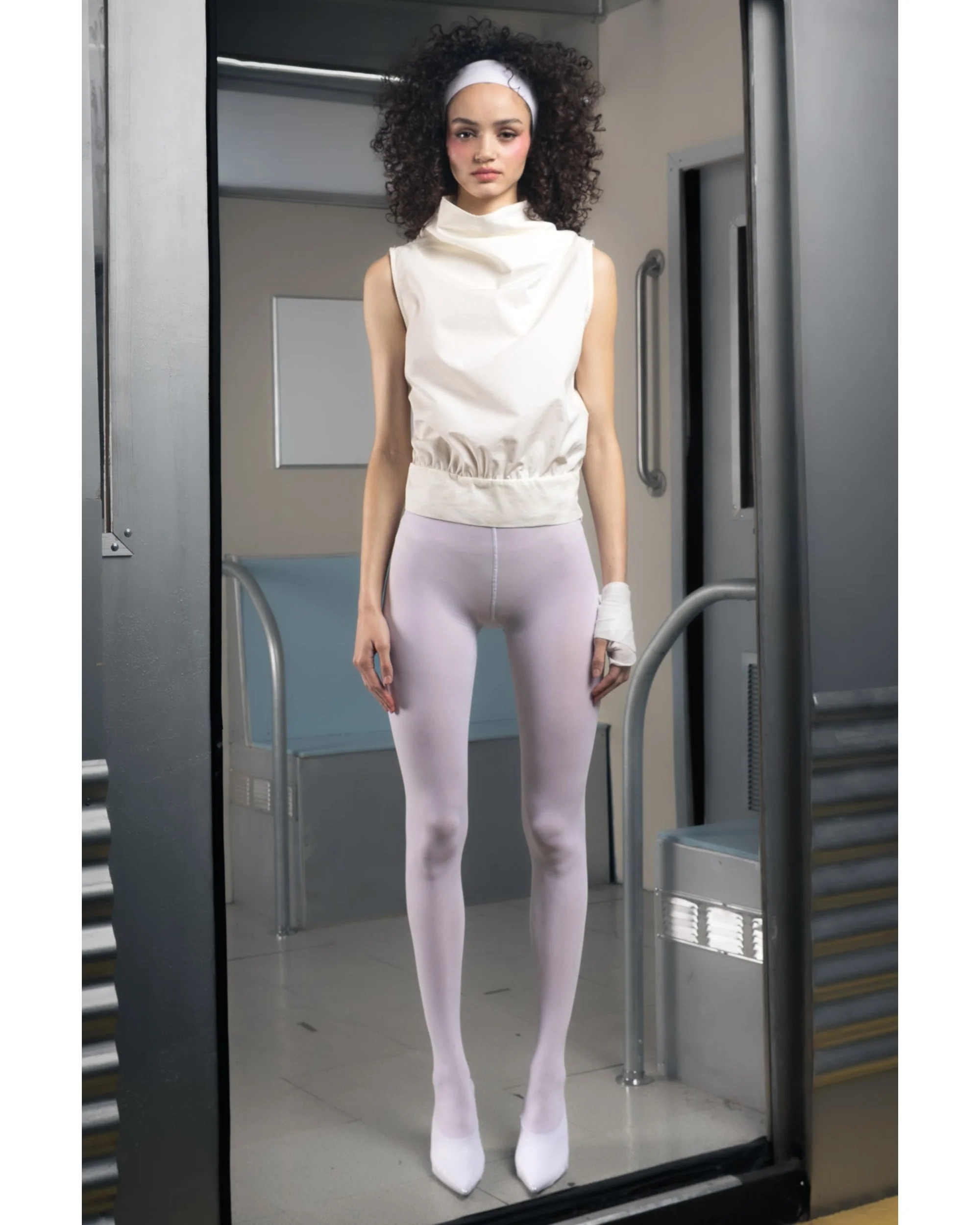 COWL TURTLENECK TANK - WHITE - Image 2
