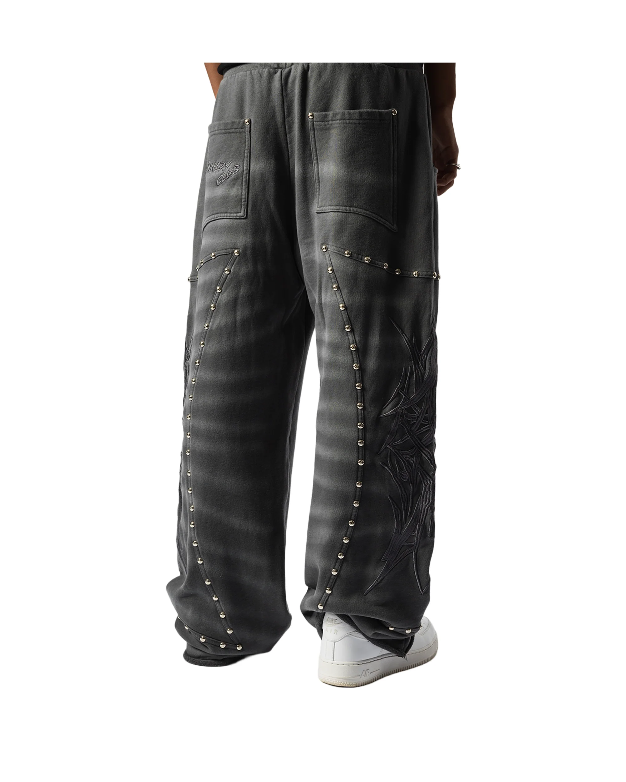 "CRASH BURNERS" WIDE LEG SWEATS (GREY) - Image 6