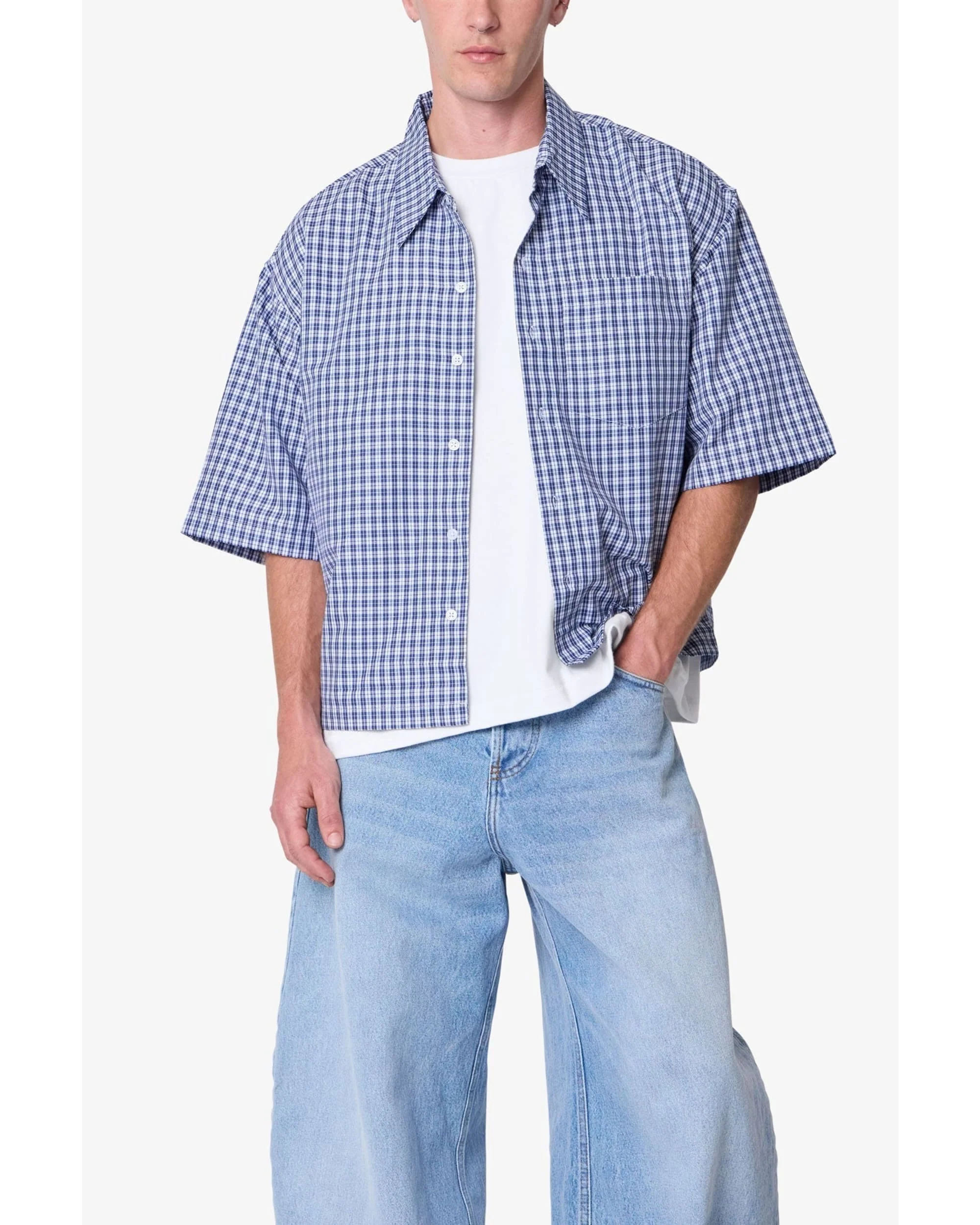 Crispy Poplin Over Shirt - Blue - Image 4