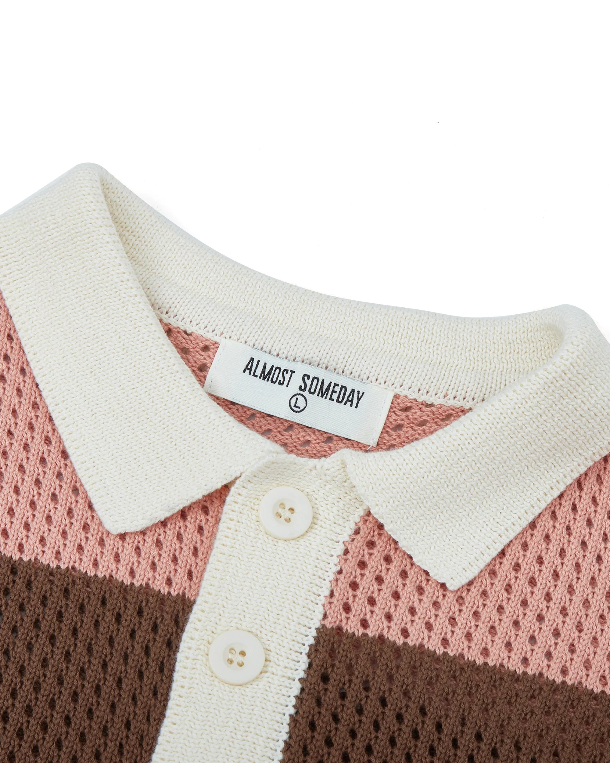 Crochet Knit Polo (Pink / Brown) - Image 4