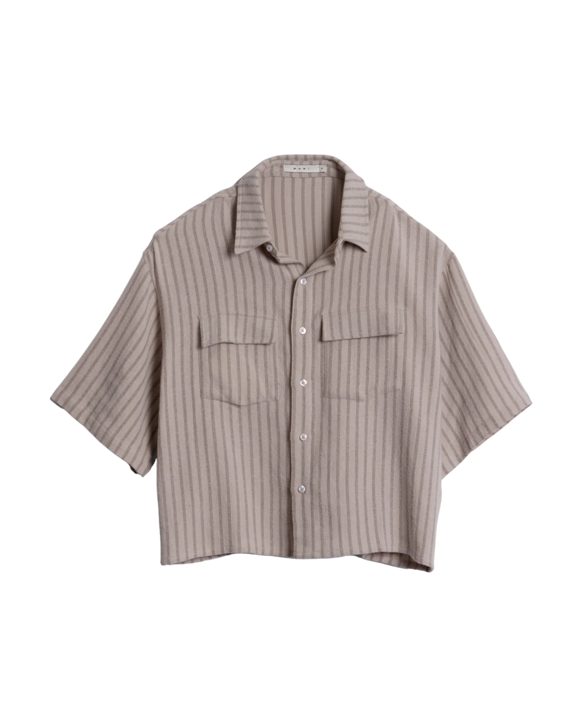 Cropped Boxy Striped S/S Shirt - Khaki