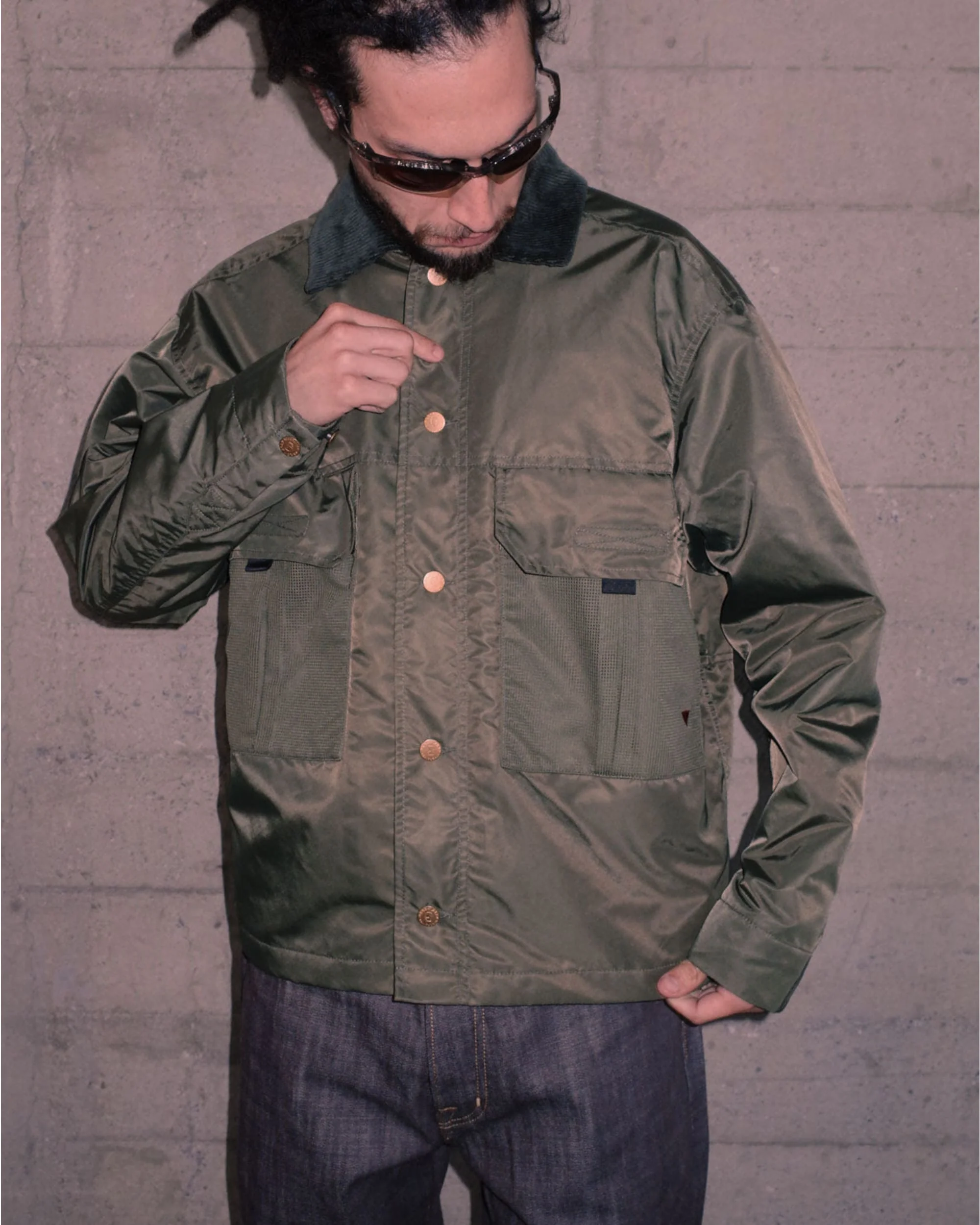 Cropped Chore Jacket - Green - Image 4