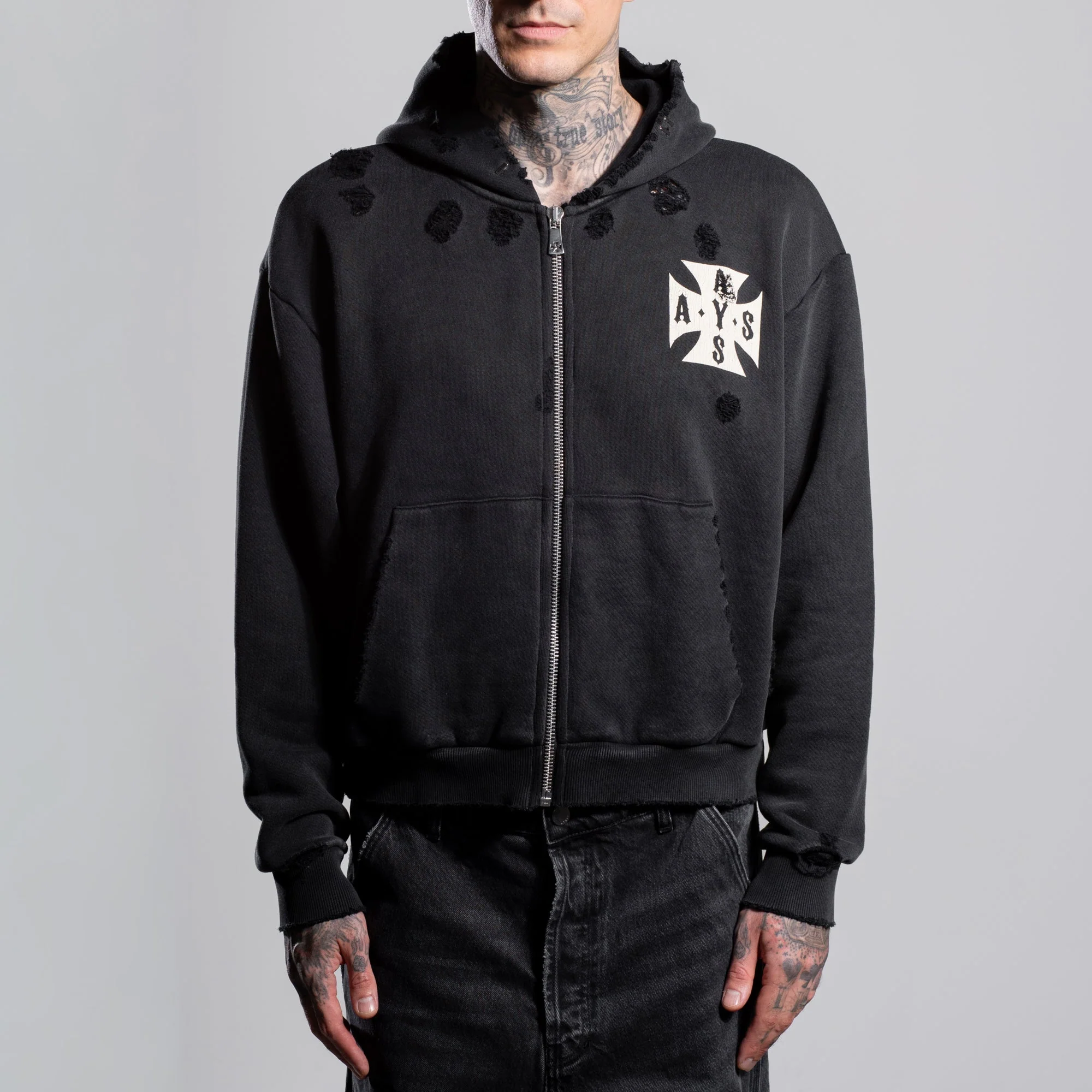 CROPPED VINTAGE CROSS ZIP HOODIE - Image 13