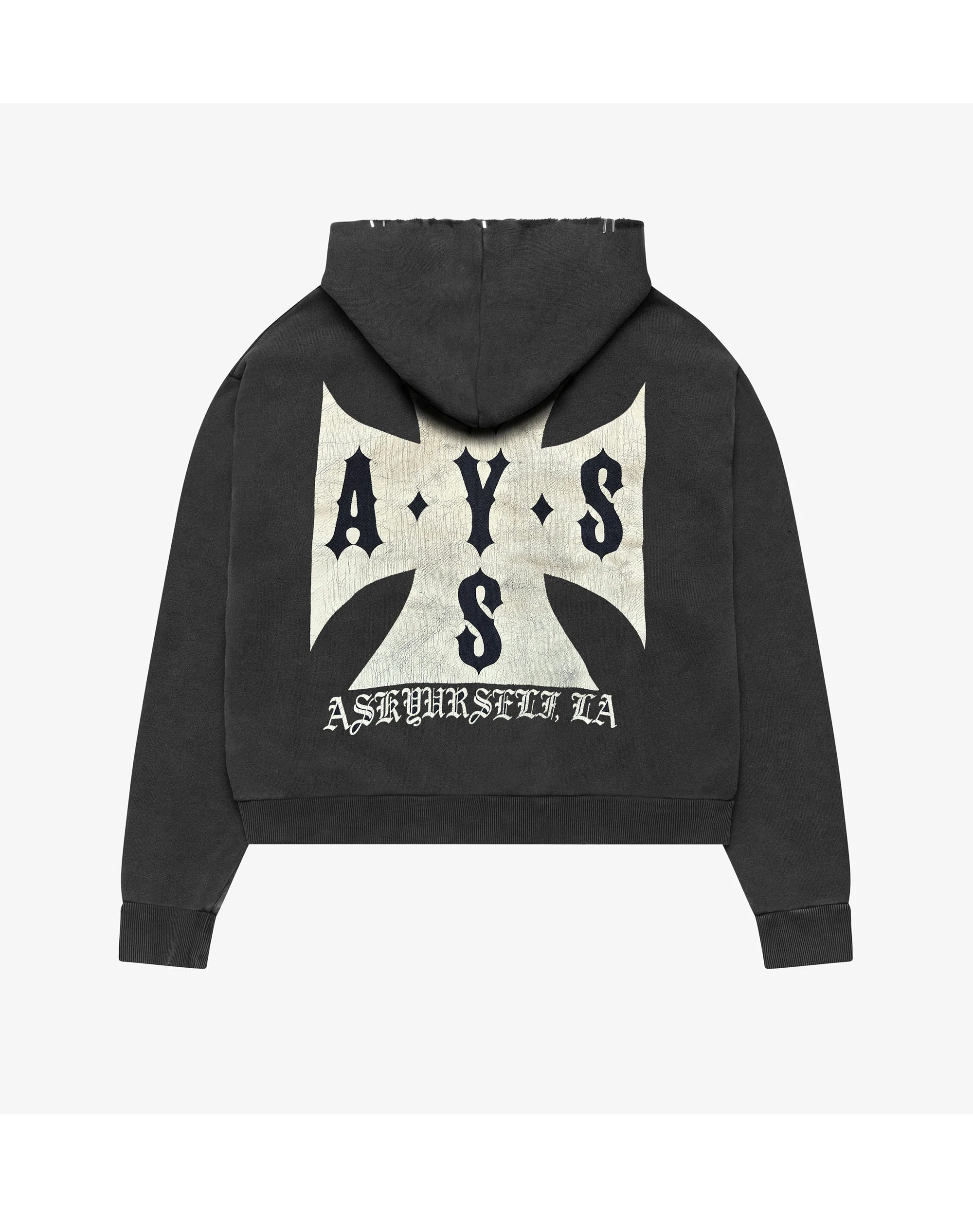 CROPPED VINTAGE CROSS ZIP HOODIE - Image 3