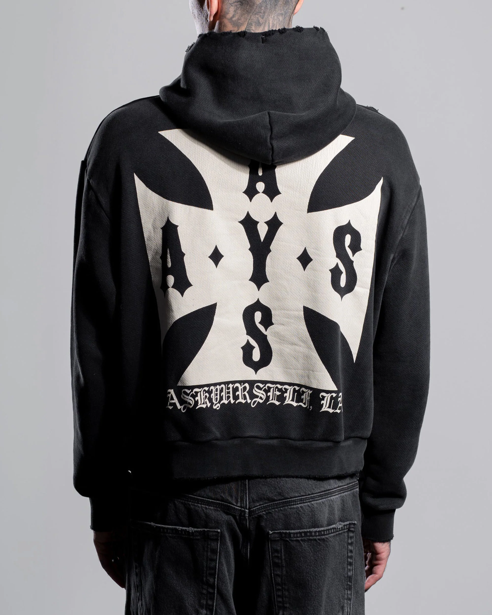CROPPED VINTAGE CROSS ZIP HOODIE - Image 4