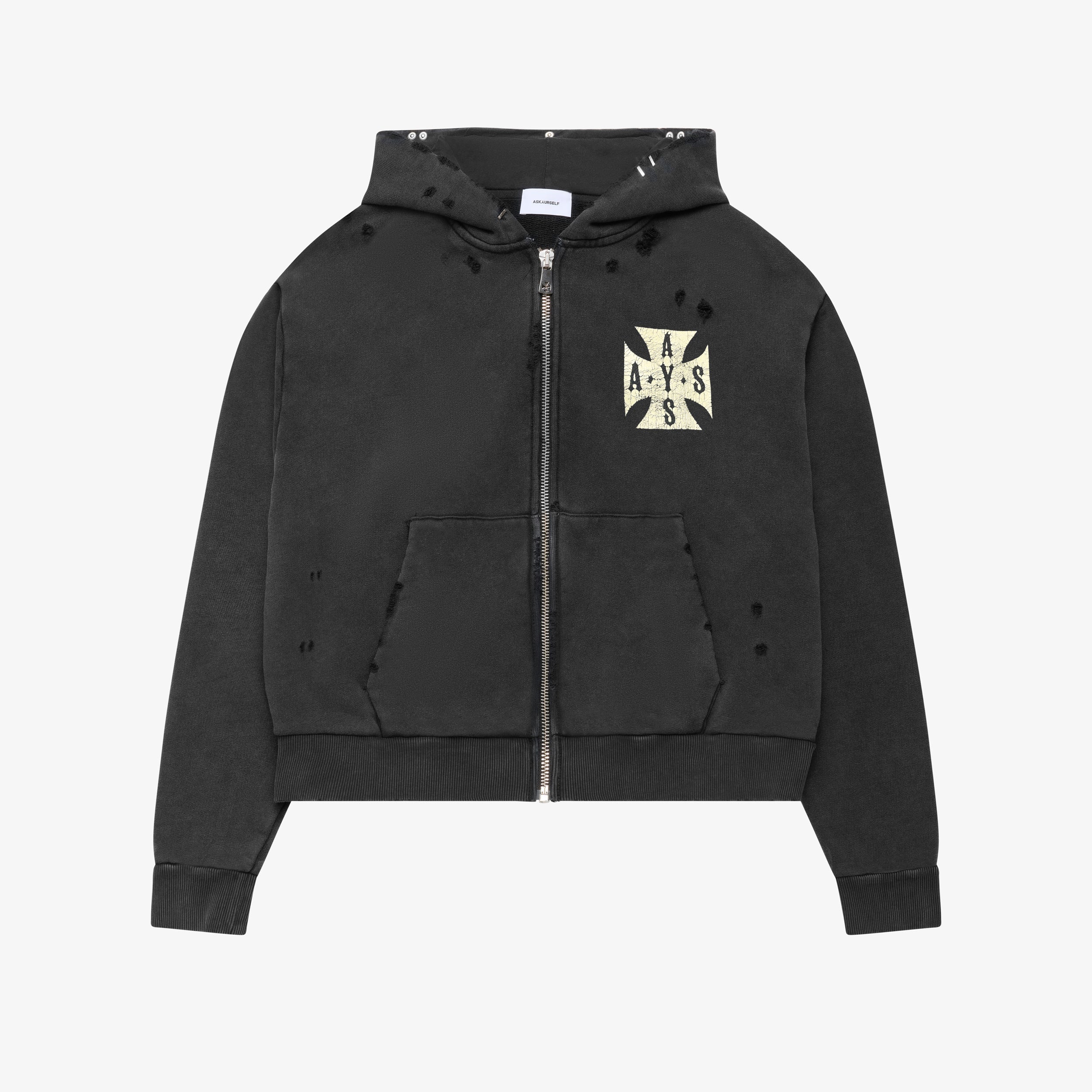 CROPPED VINTAGE CROSS ZIP HOODIE - Image 7