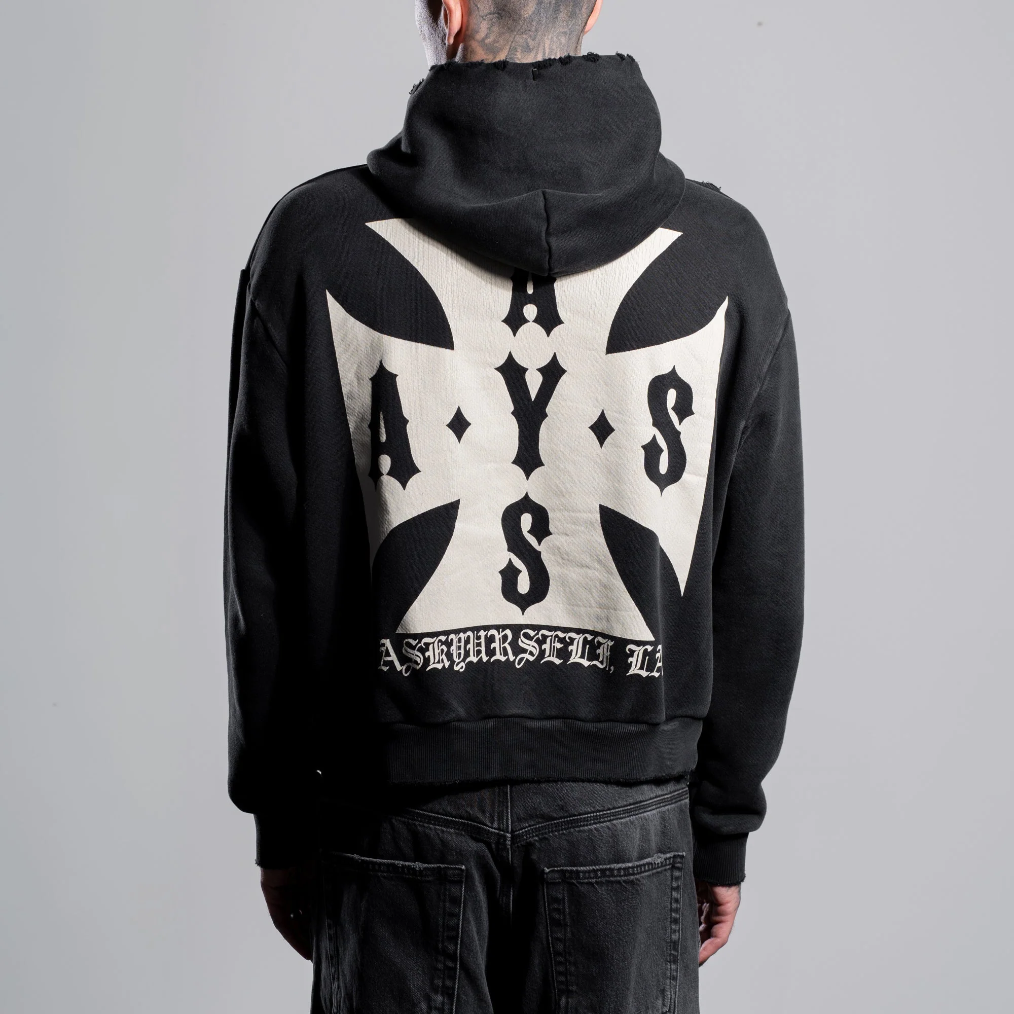 CROPPED VINTAGE CROSS ZIP HOODIE - Image 9