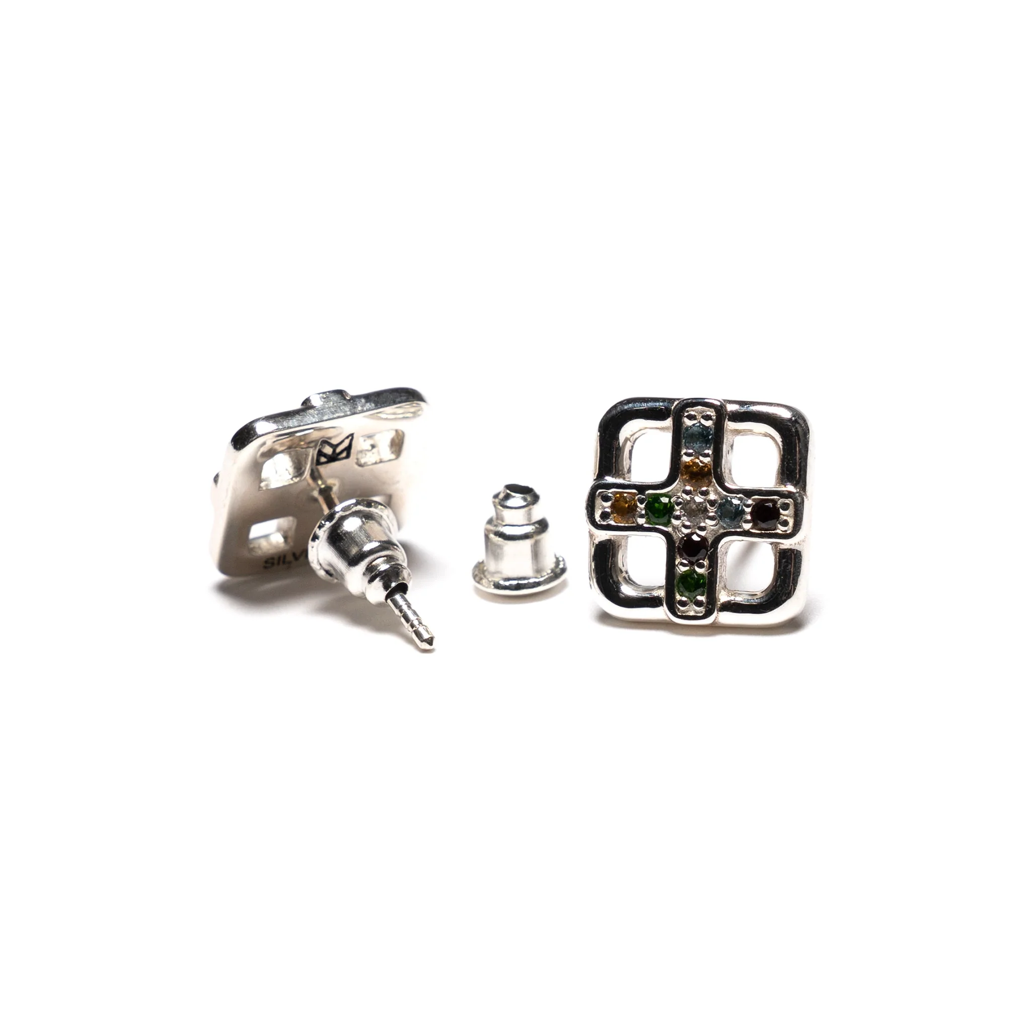 Cross Earrings (Silver/Topaz) - Image 4