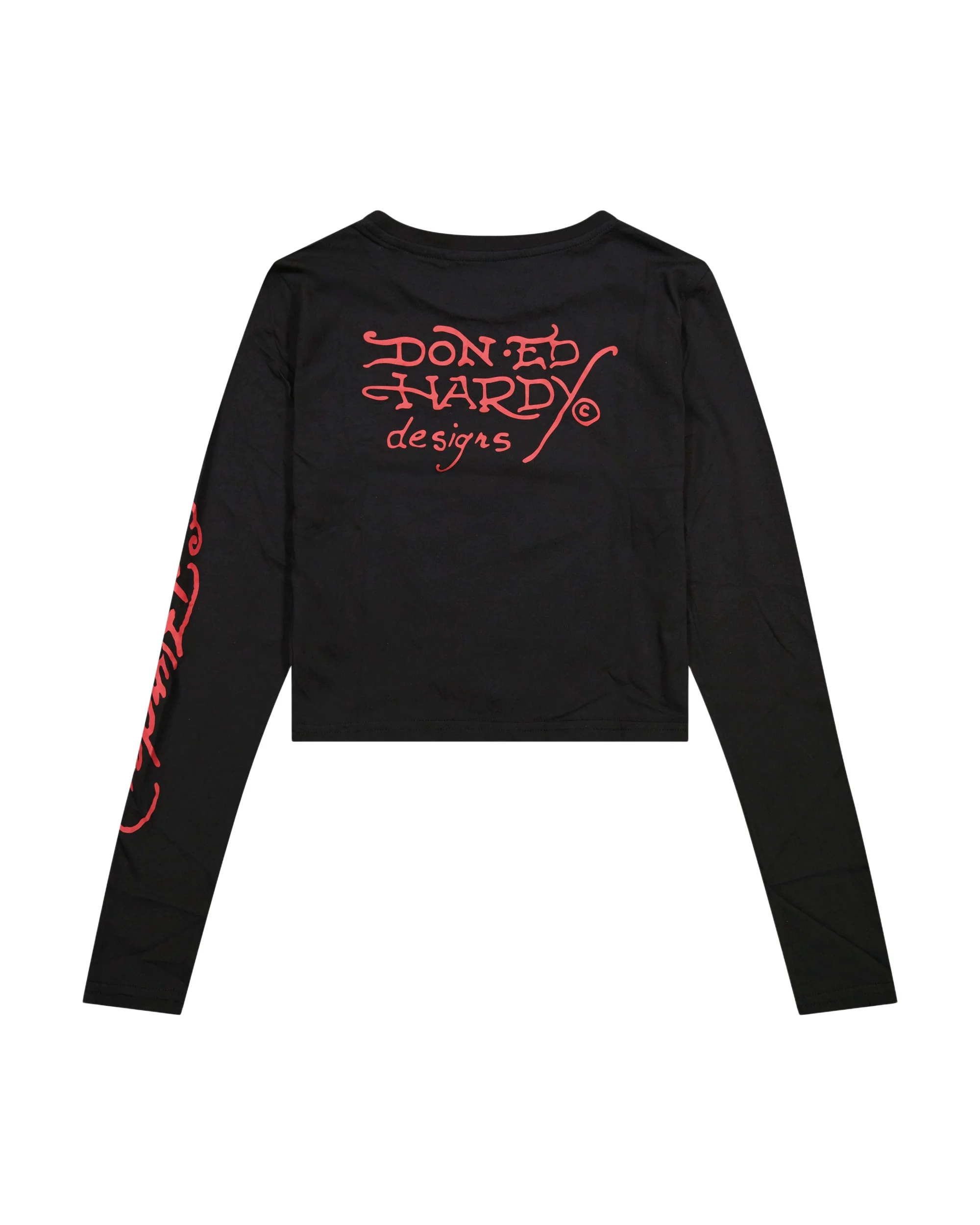 Cross Long Sleeve Rhinestone Crop Tee - Image 2