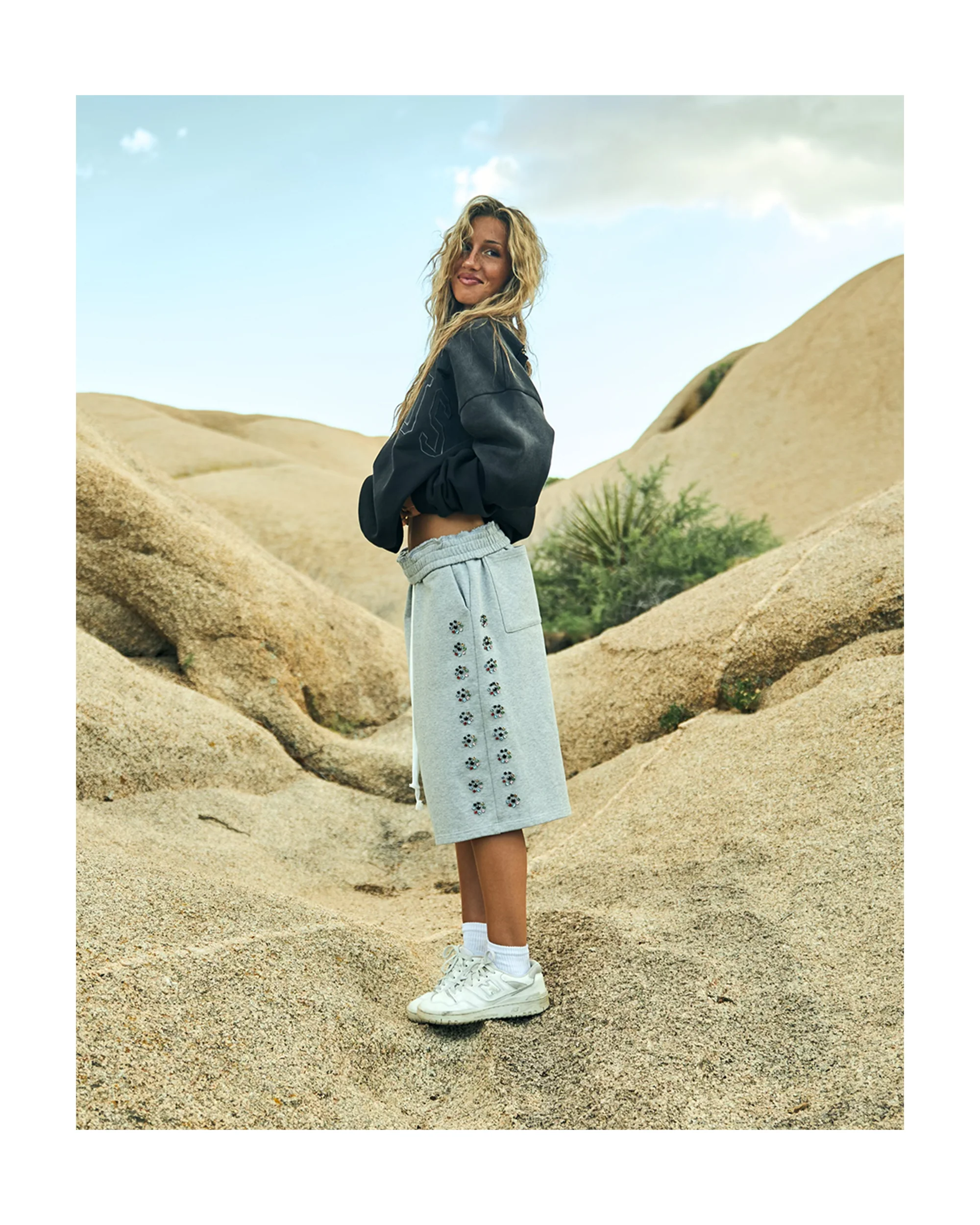 Crystal Blossom Sweat Shorts - Grey - Image 3