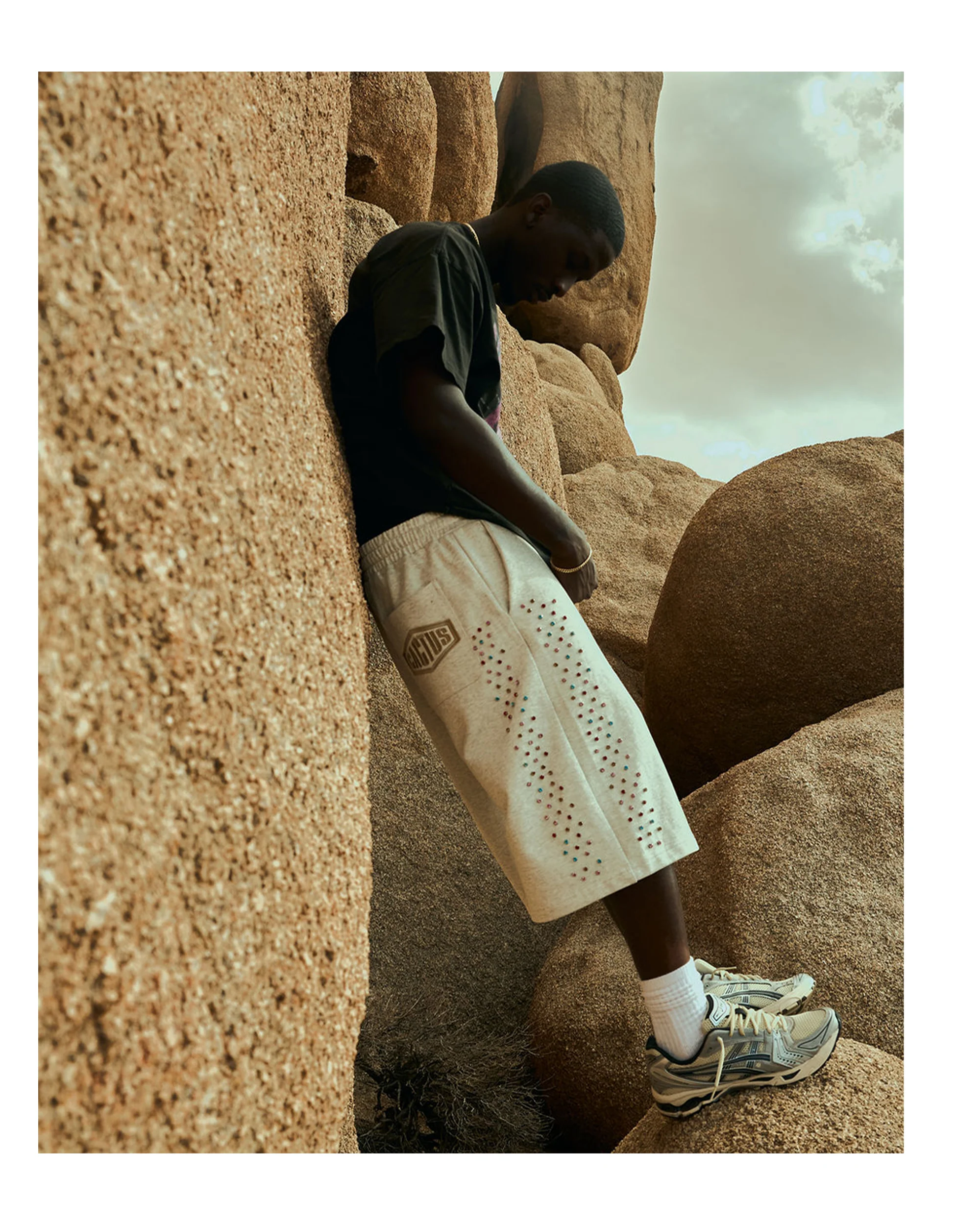 Crystal Cactus Sweat Shorts - Grey - Image 4