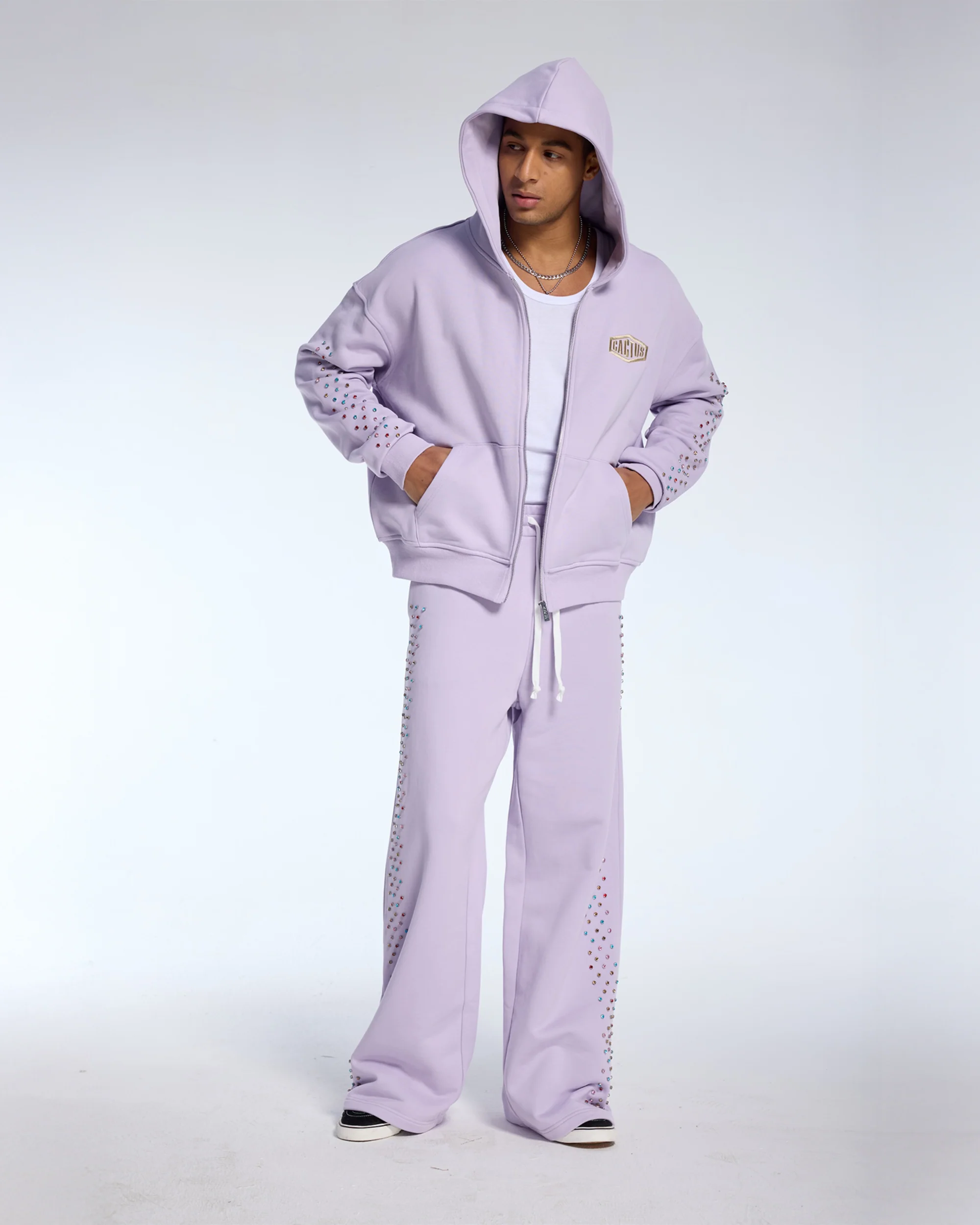 CRYSTAL CACTUS ZIP HOODIE - LAVENDER - Image 5