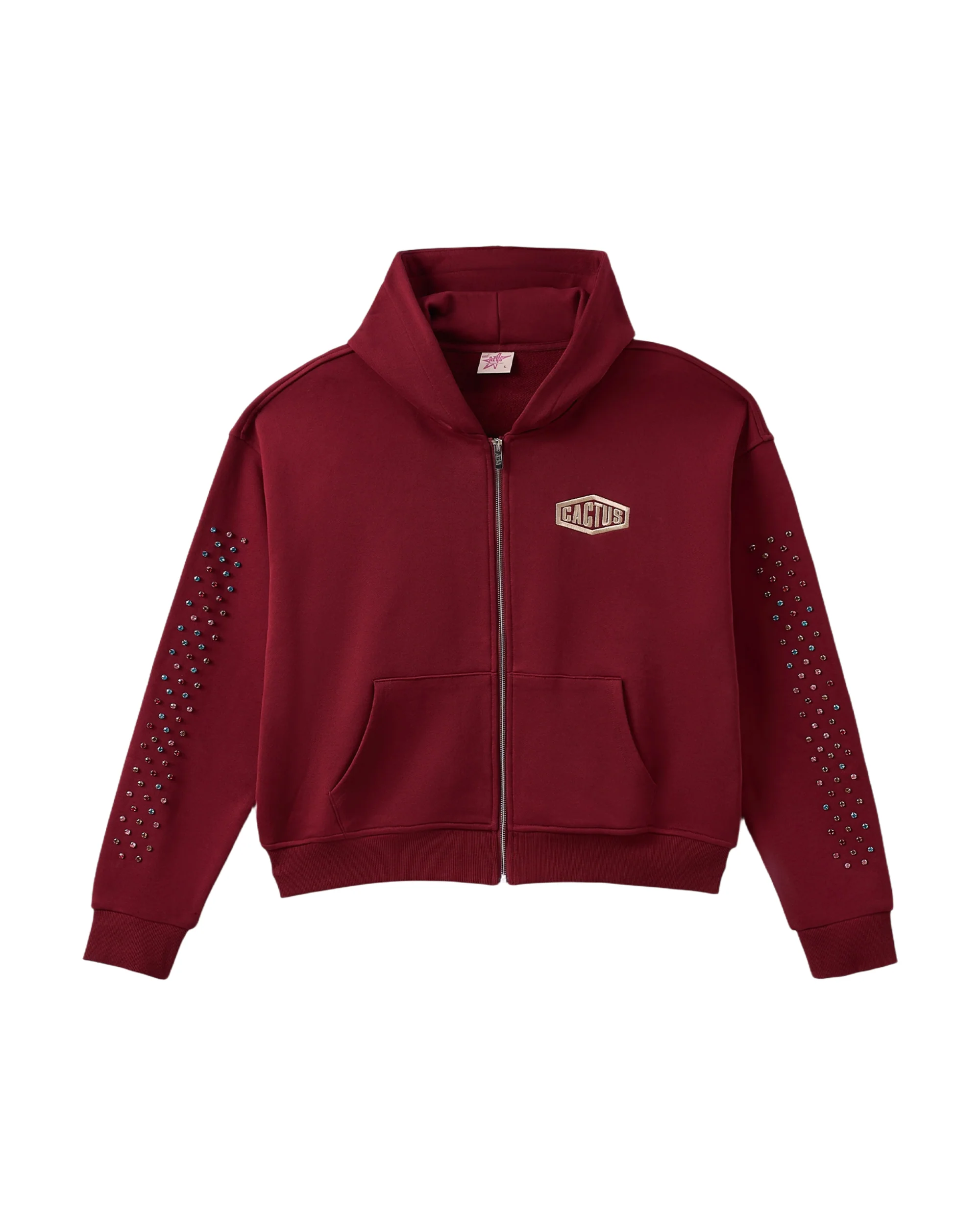 CRYSTAL CACTUS ZIP HOODIE - MAROON