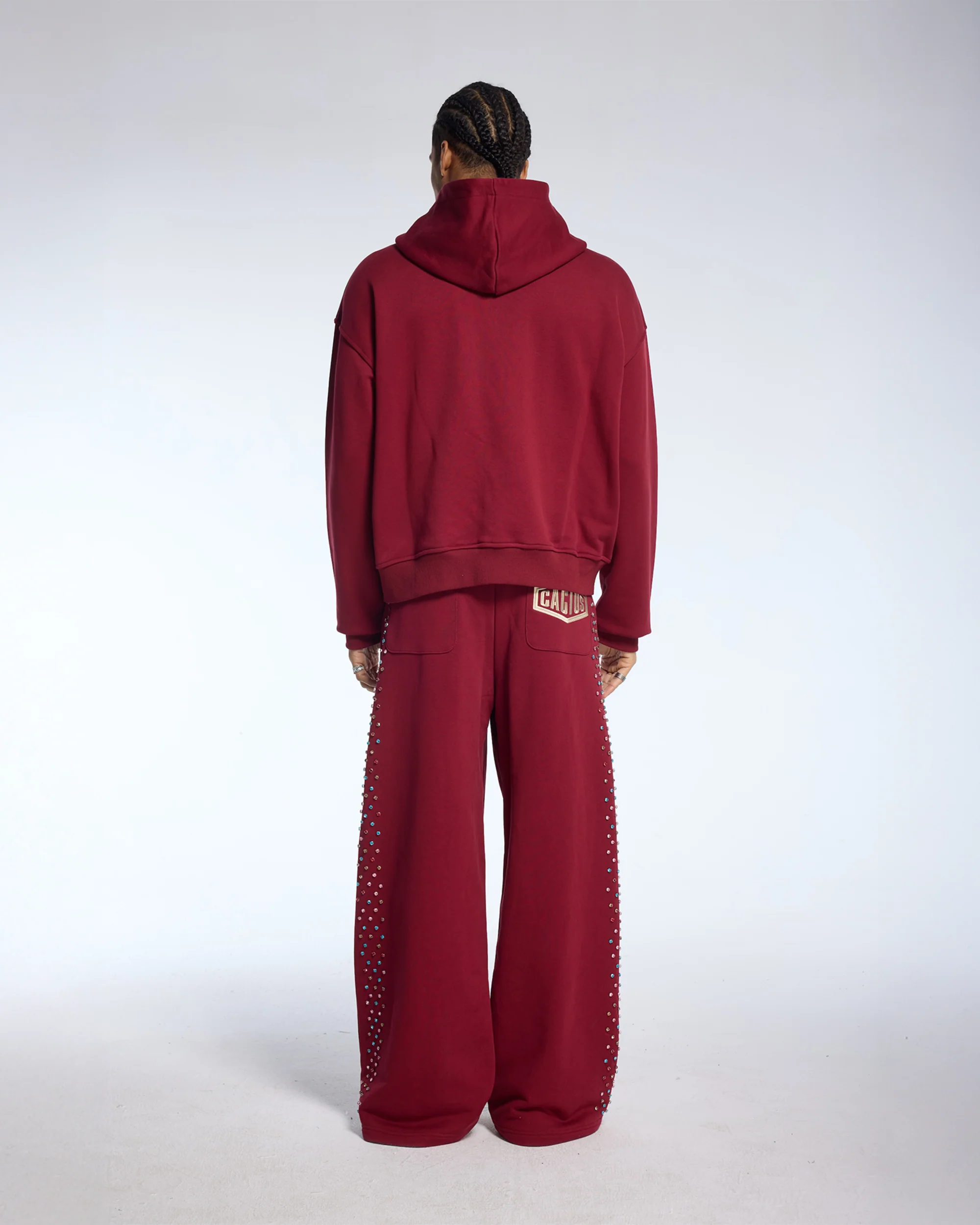 CRYSTAL CACTUS ZIP HOODIE - MAROON - Image 4