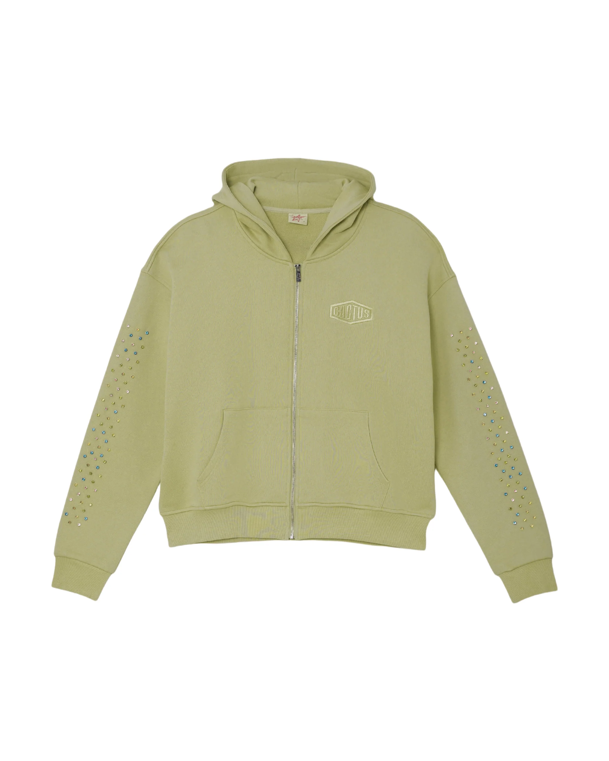 CRYSTAL CACTUS ZIP HOODIE - SAGE
