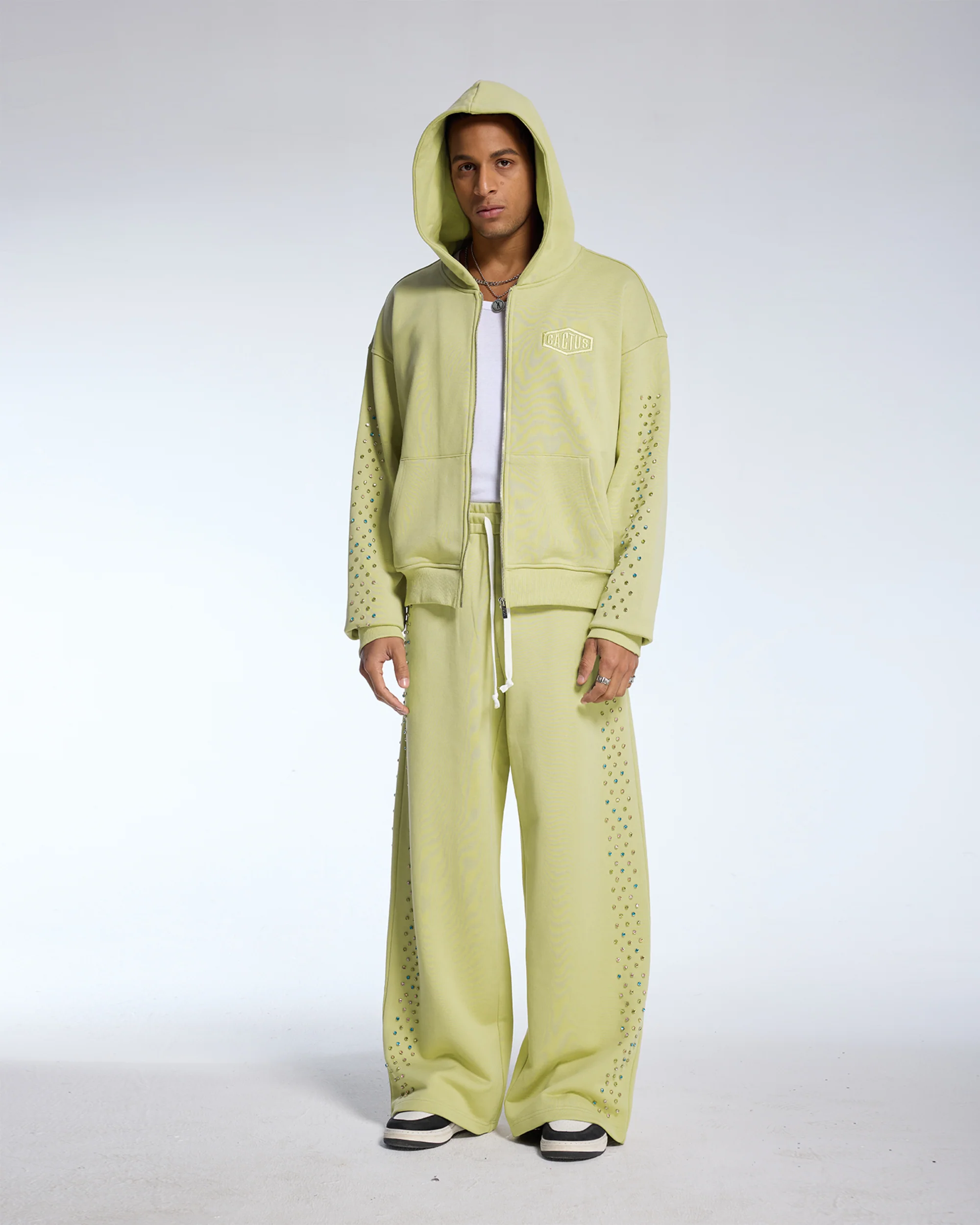 CRYSTAL CACTUS ZIP HOODIE - SAGE - Image 2