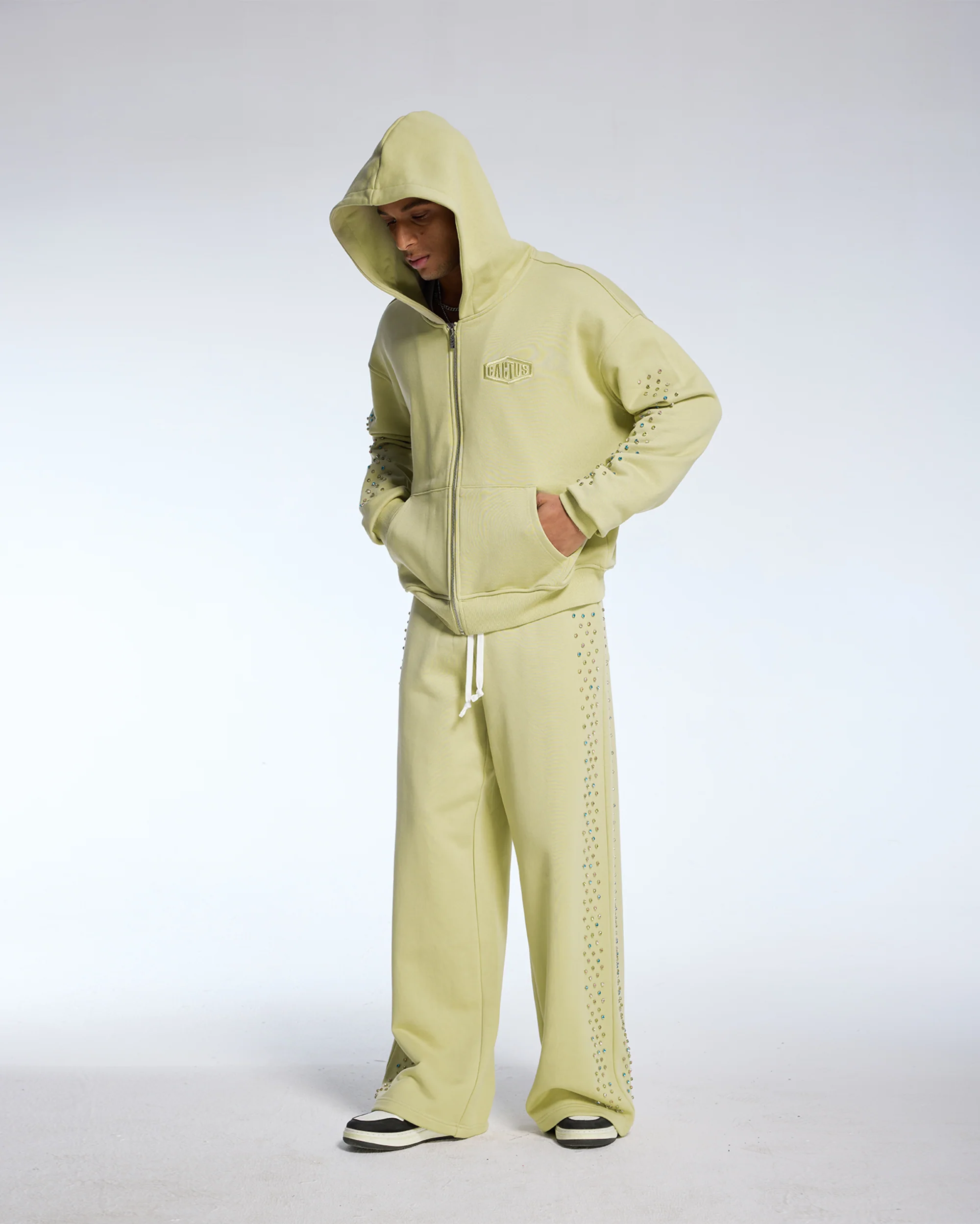 CRYSTAL CACTUS ZIP HOODIE - SAGE - Image 4