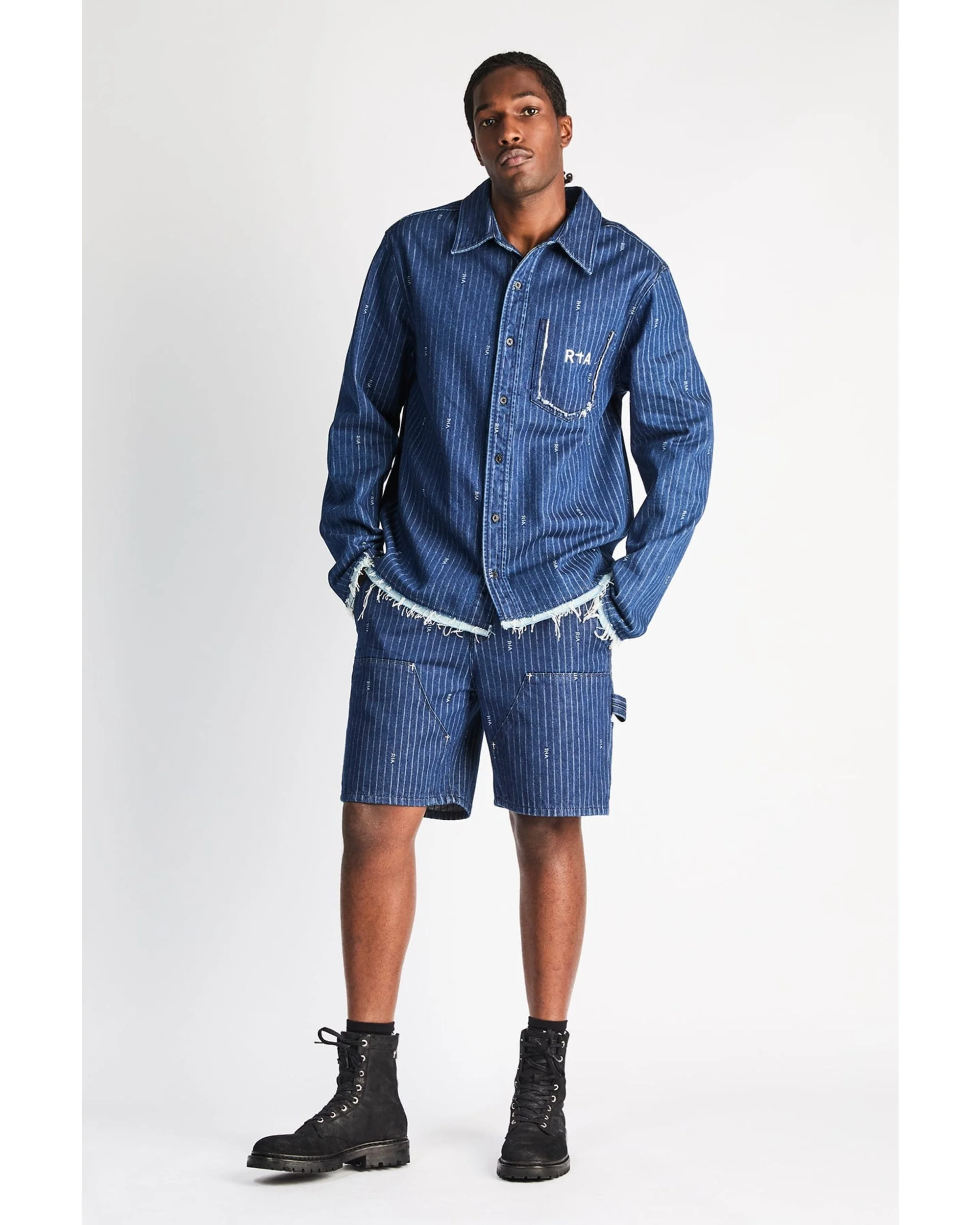 DANTE CARPENTER DENIM SHORT | BLUE PINSTRIPE RTA - Image 3