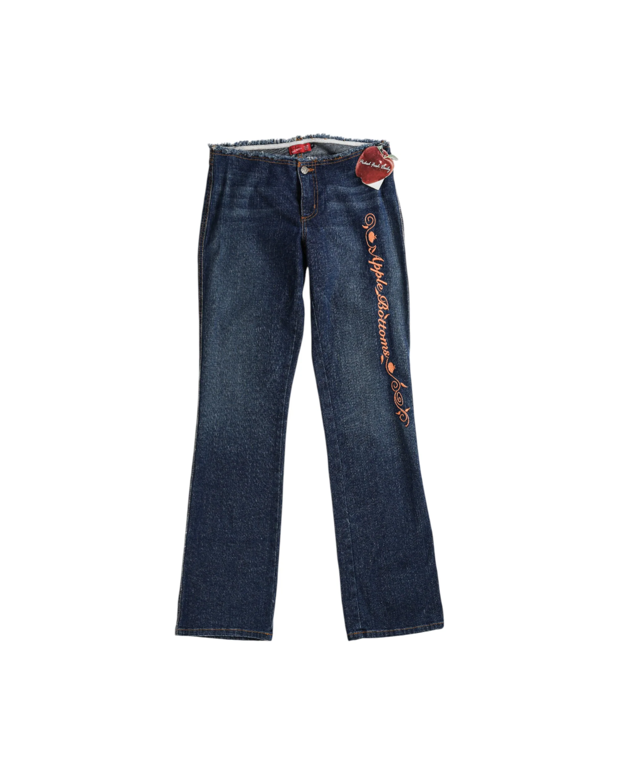 Deadstock Apple Bottom Orange Embroidered Denim Pants - W32