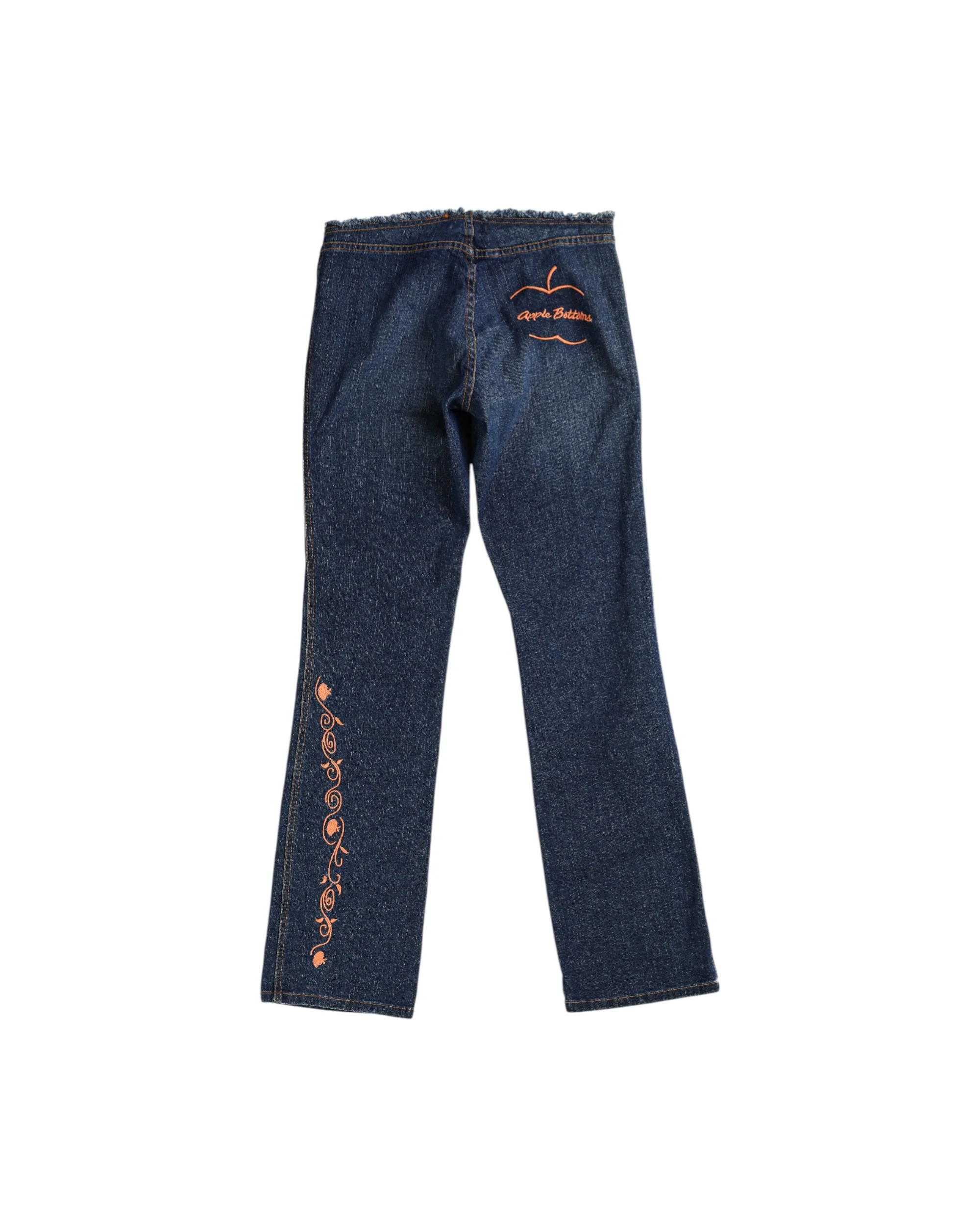 Deadstock Apple Bottom Orange Embroidered Denim Pants - W32 - Image 2