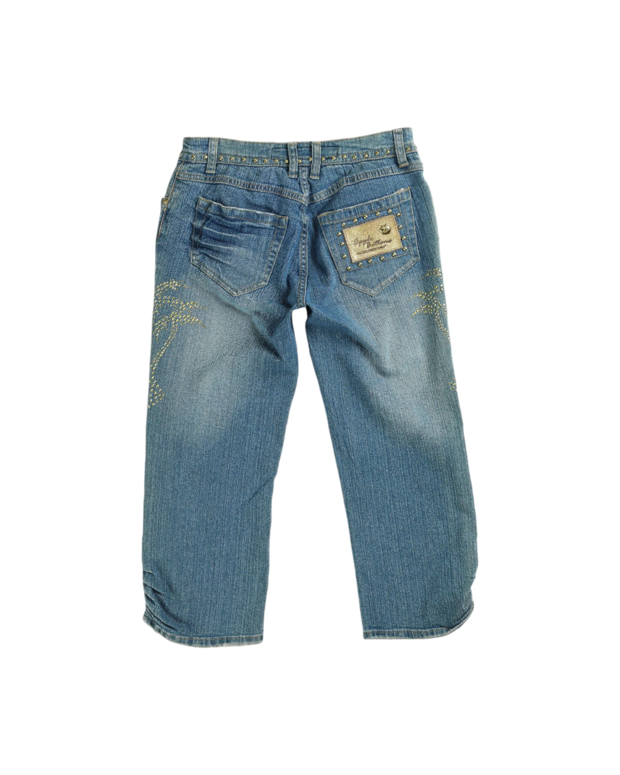 Deadstock Apple Bottom Ruched Studded Denim Capris - W28 - Image 2