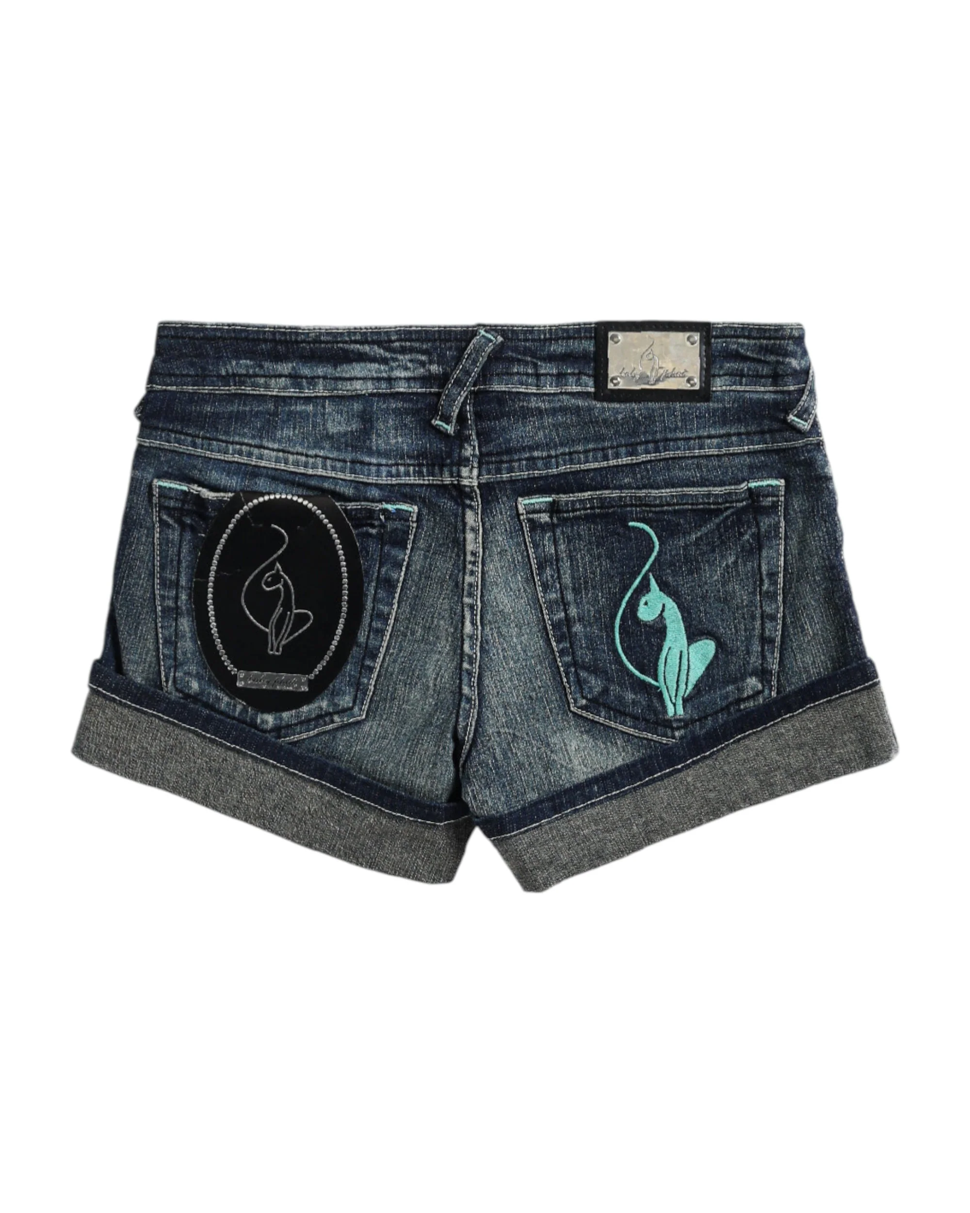Deadstock Baby Phat Blue Embroidered Denim Shorts - W29, W30 - Image 2