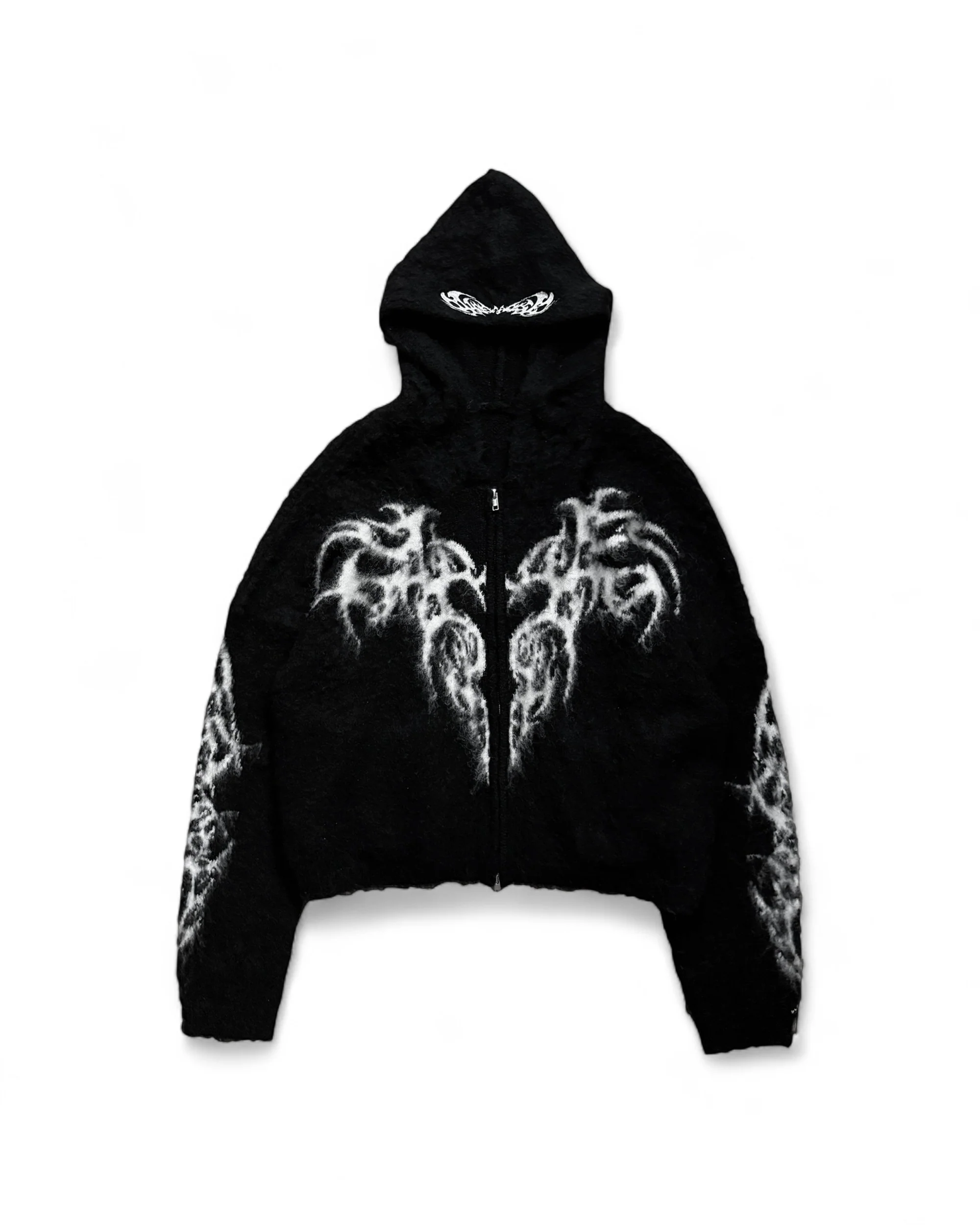 "DEATH & TEARS" MOHAIR ZIP - BLACK