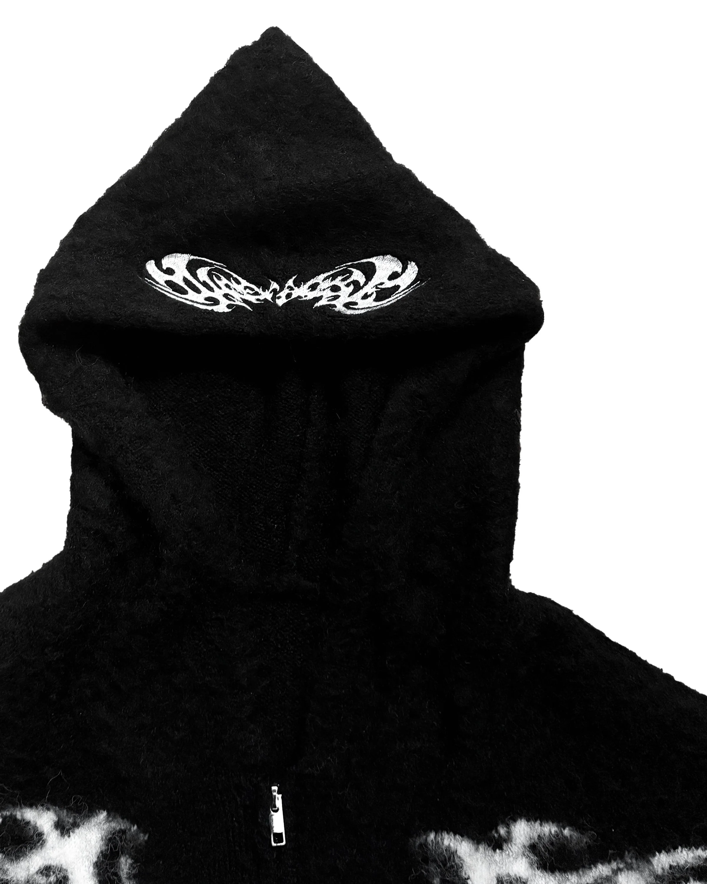 "DEATH & TEARS" MOHAIR ZIP - BLACK - Image 5