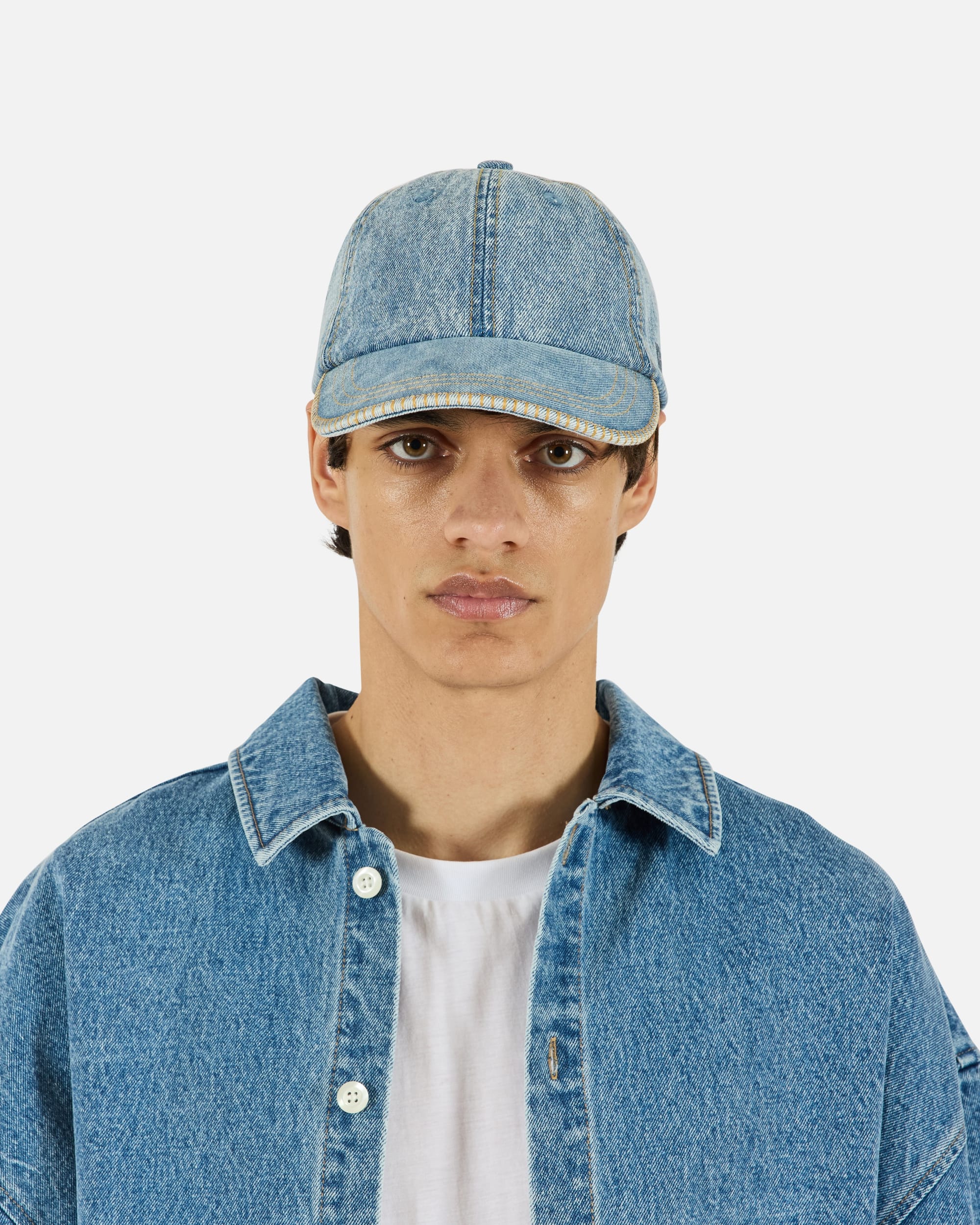 Denim Blanket Stitch Cap - Medium Wash - Image 4