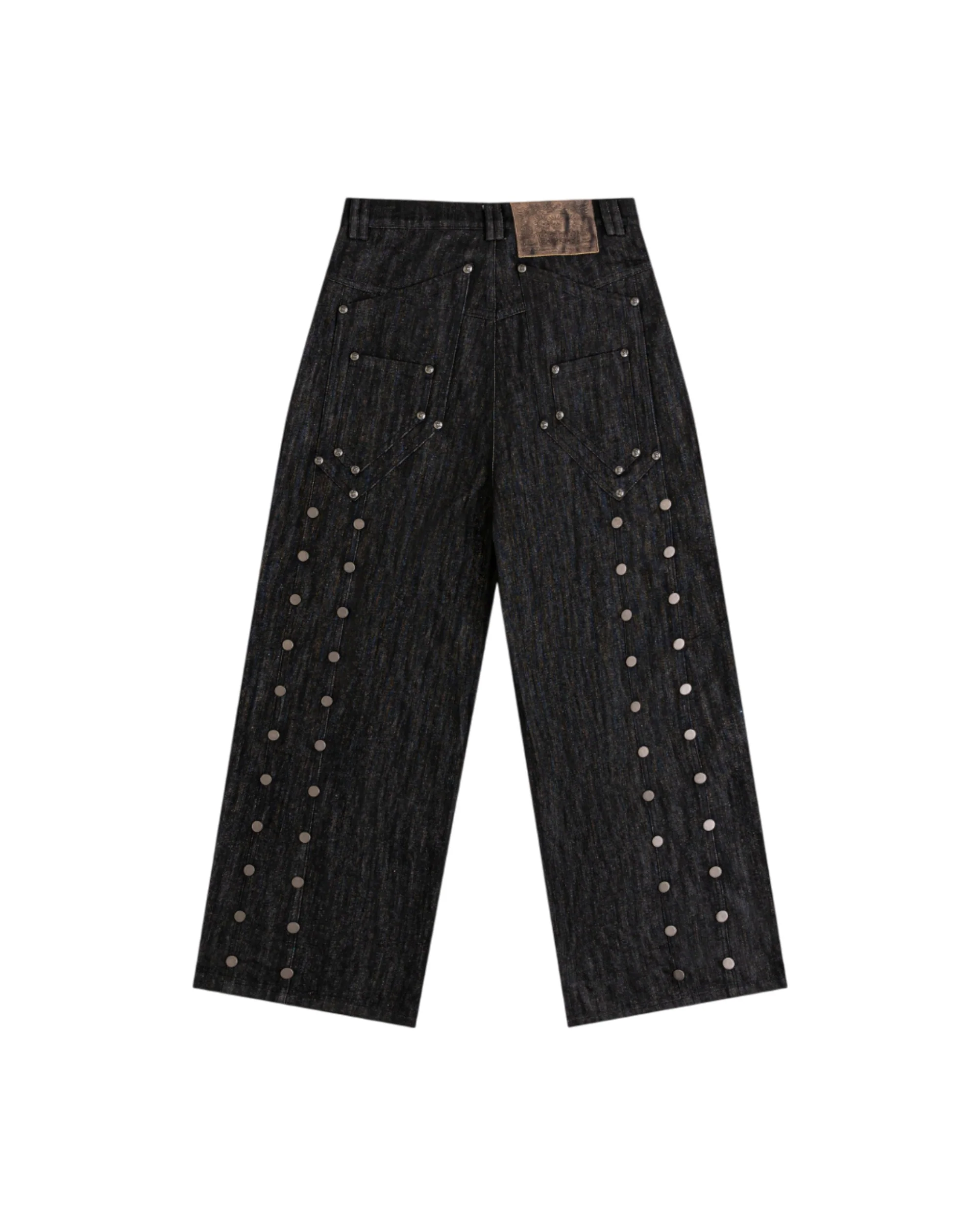 Devlin Studded Waxed Japanese Raw Denims in Black - Image 2