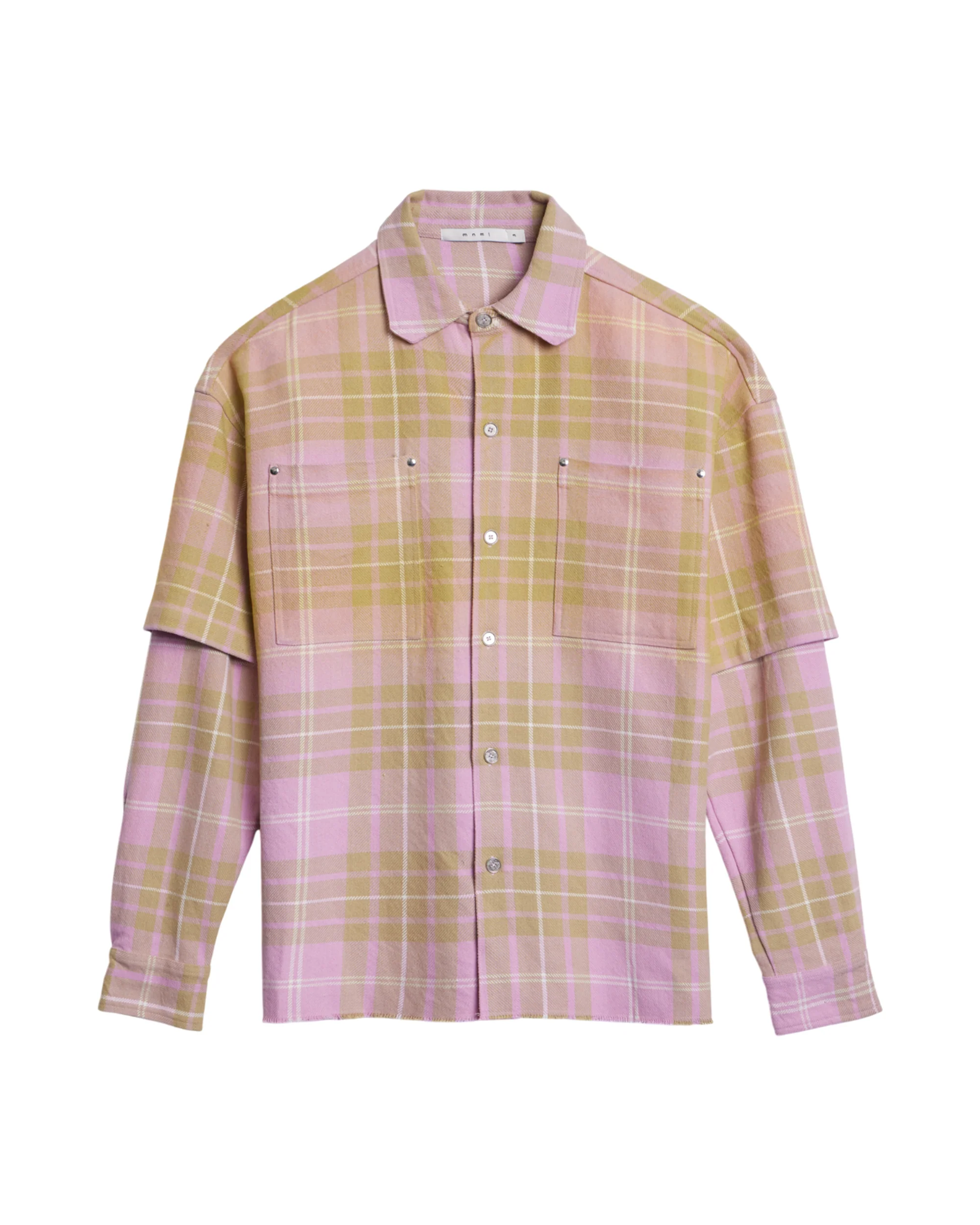Dip Fade Flannel Shirt - Pink